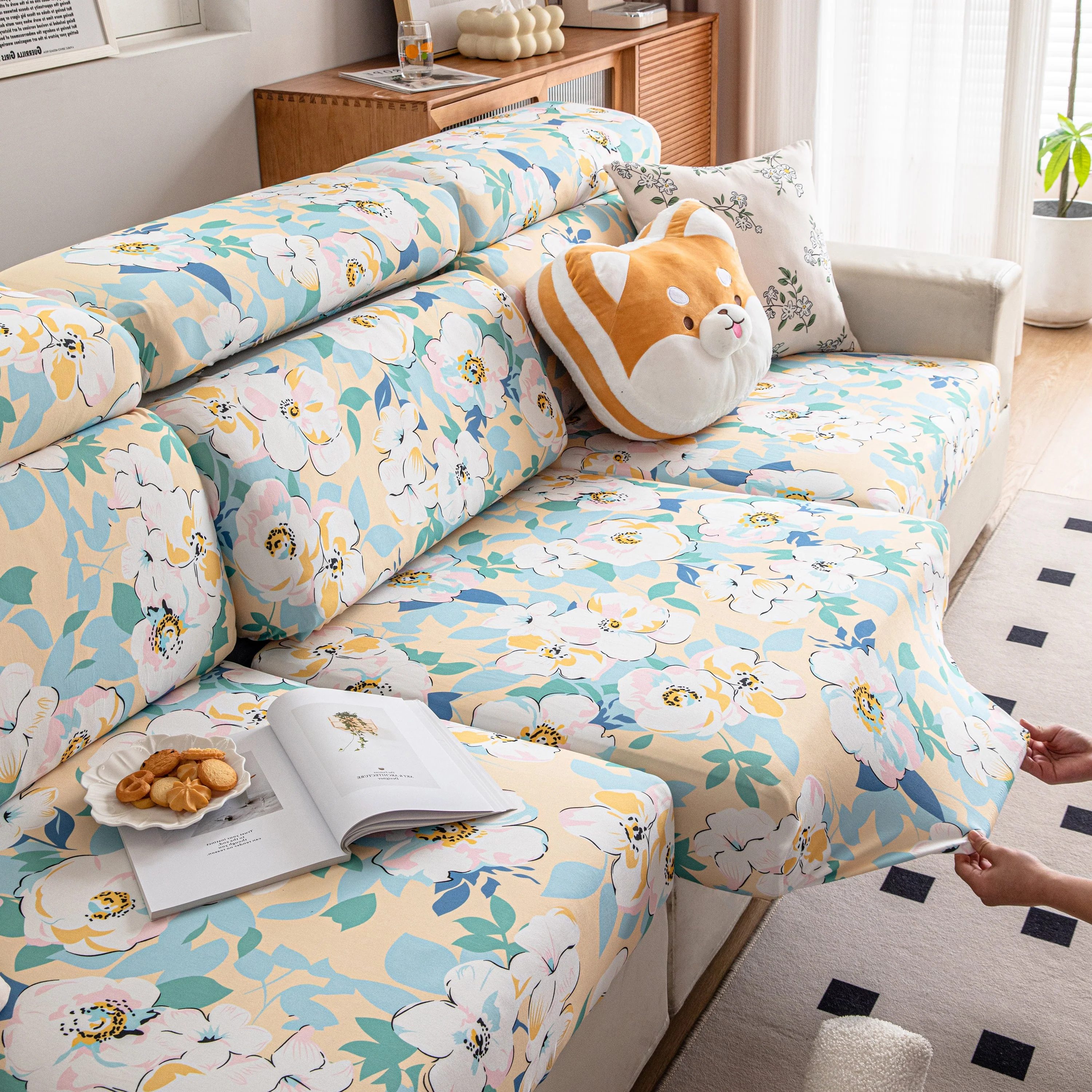 Cartoon Printing Elastic Seat Cushion Cover 1/2/3/4 Seater Sofa Cover Back Cushion Cover For Living Room - Image 59