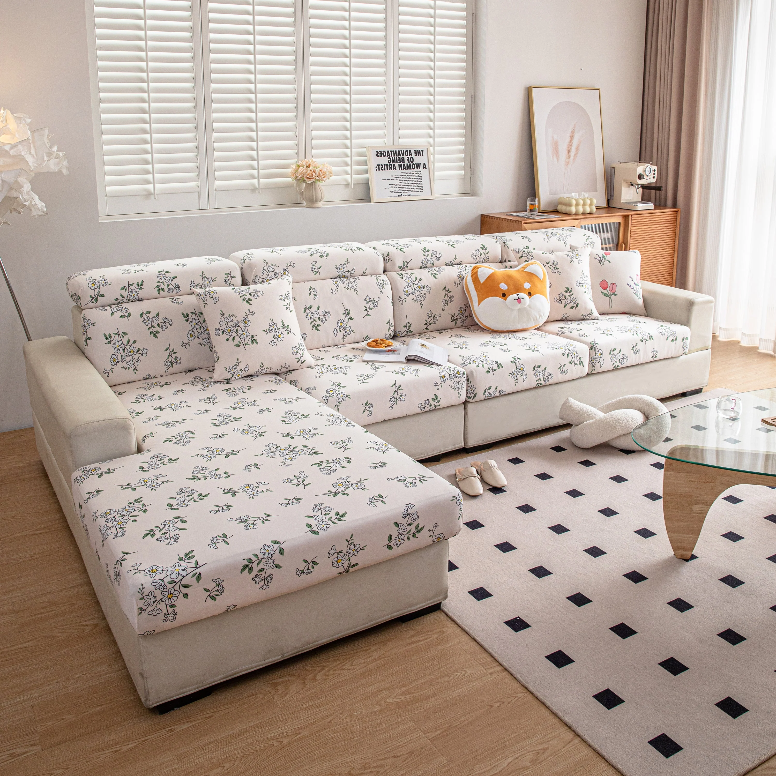 Cartoon Printing Elastic Seat Cushion Cover 1/2/3/4 Seater Sofa Cover Back Cushion Cover For Living Room - Image 67