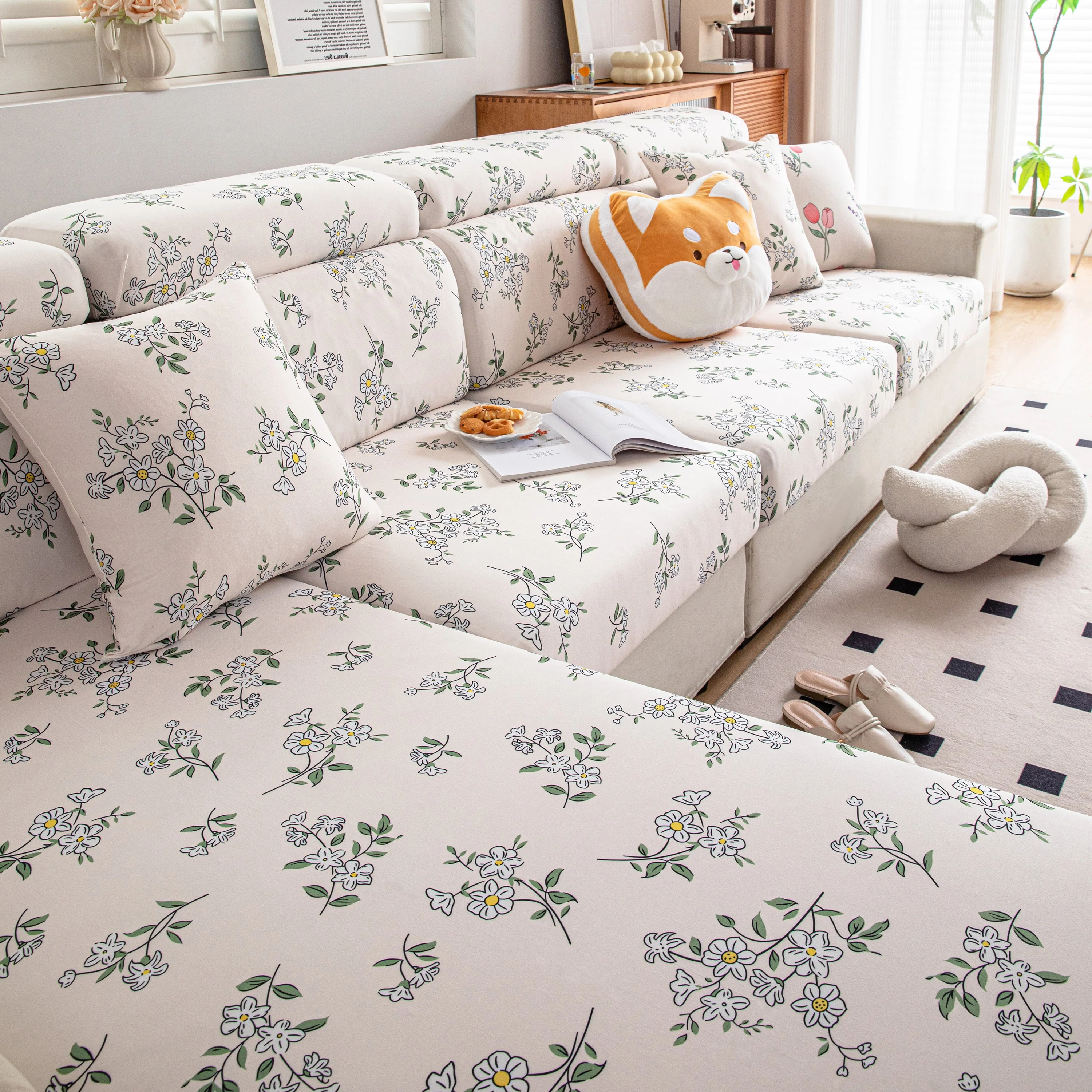Cartoon Printing Elastic Seat Cushion Cover 1/2/3/4 Seater Sofa Cover Back Cushion Cover For Living Room - Image 71