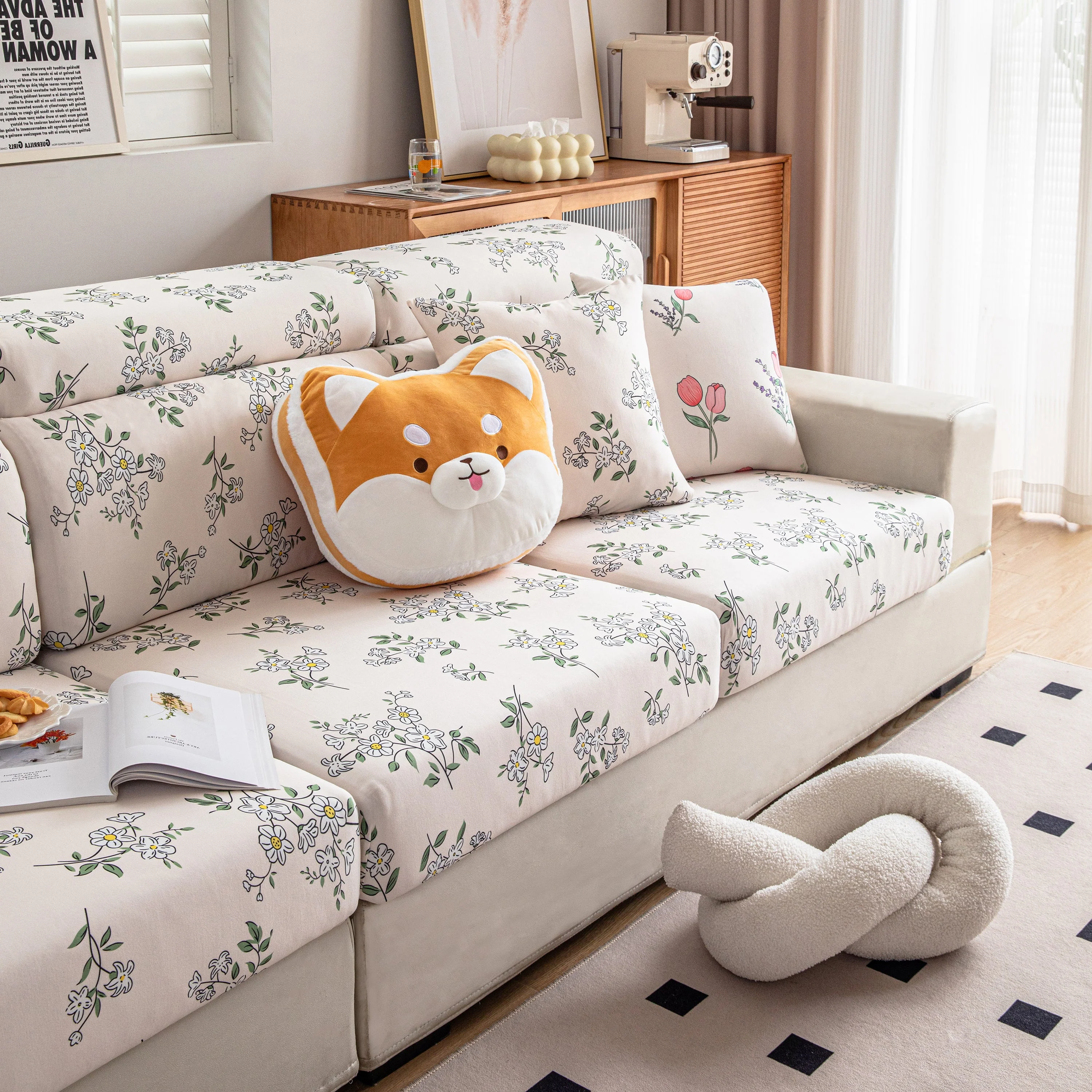 Cartoon Printing Elastic Seat Cushion Cover 1/2/3/4 Seater Sofa Cover Back Cushion Cover For Living Room - Image 77