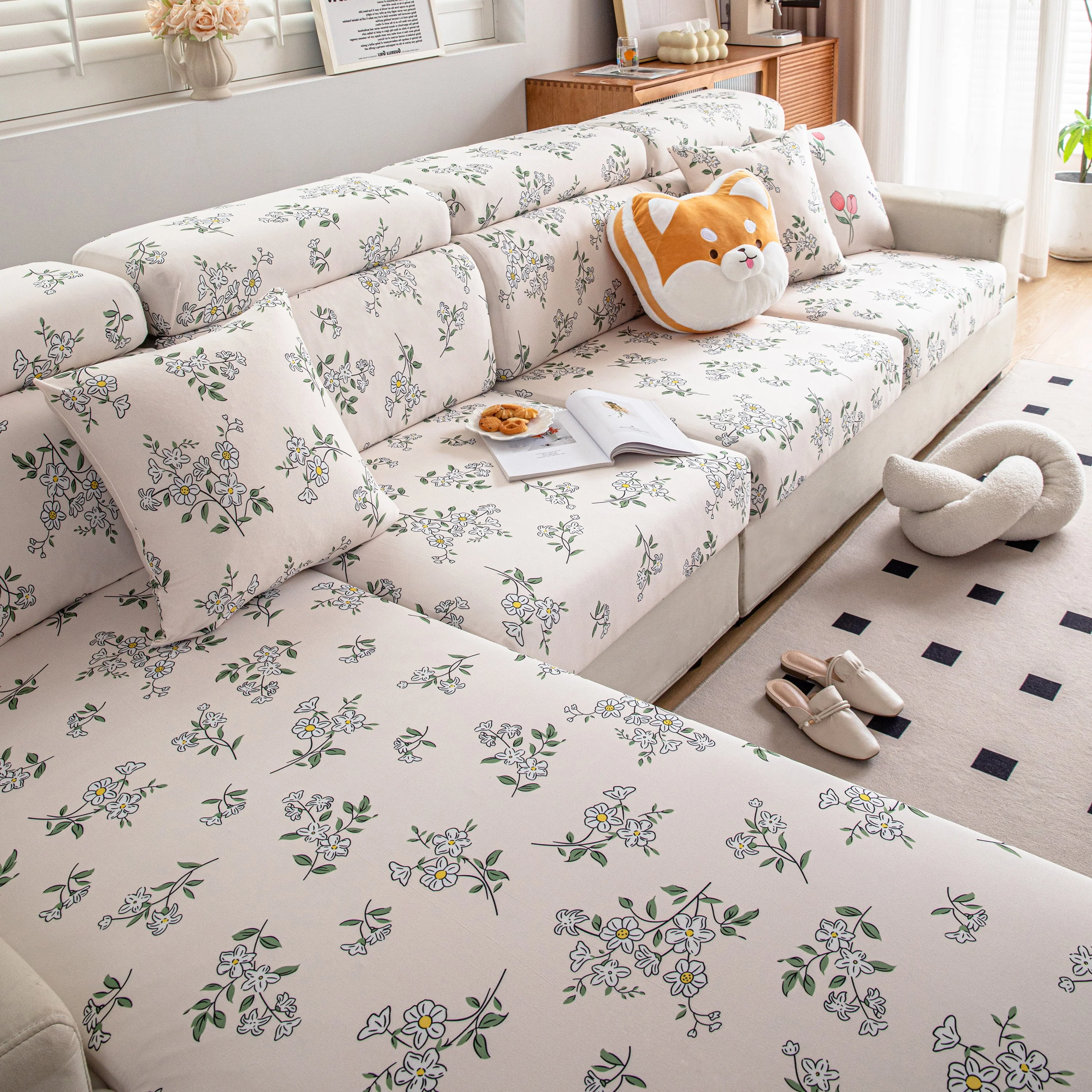Cartoon Printing Elastic Seat Cushion Cover 1/2/3/4 Seater Sofa Cover Back Cushion Cover For Living Room - Image 80