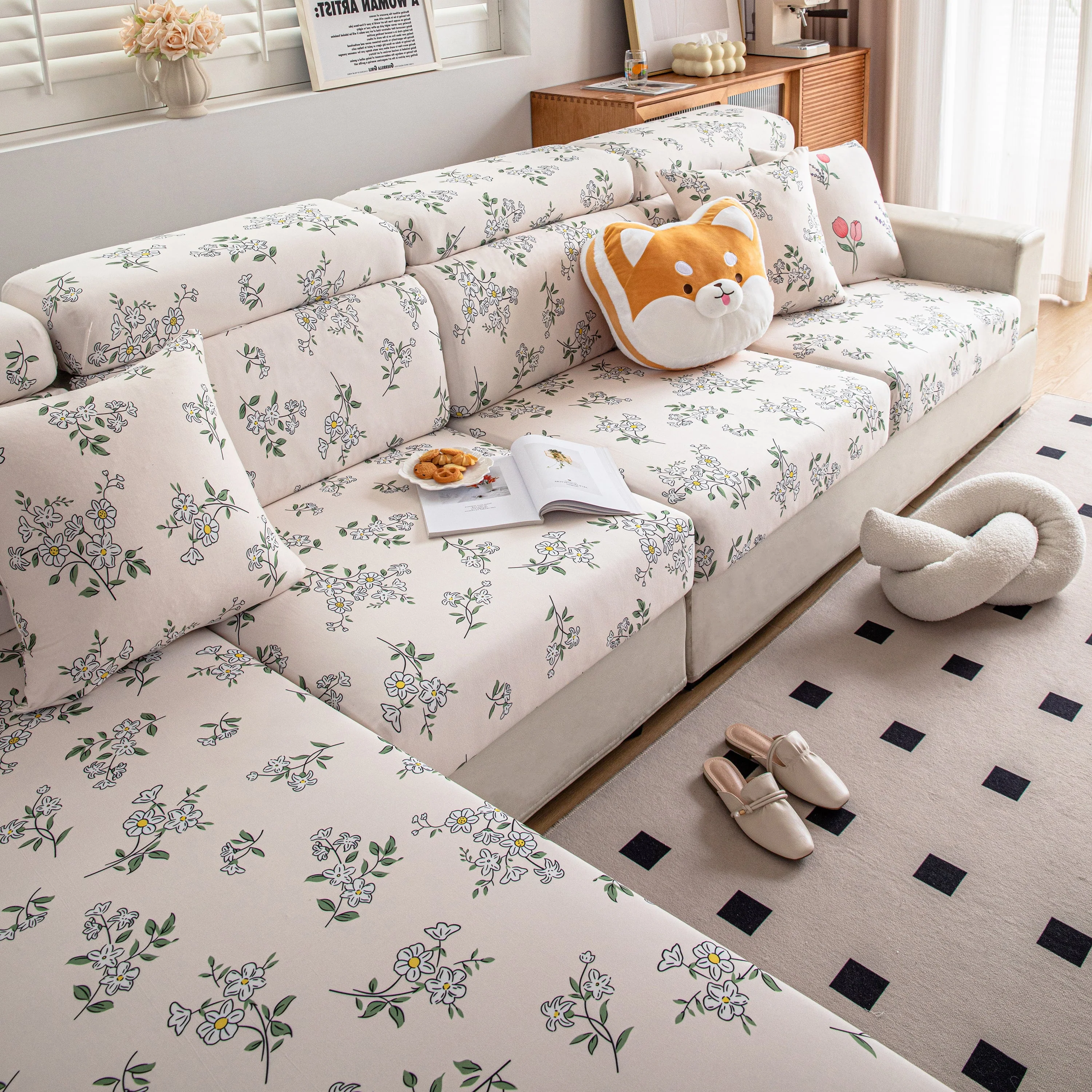 Cartoon Printing Elastic Seat Cushion Cover 1/2/3/4 Seater Sofa Cover Back Cushion Cover For Living Room - Image 81