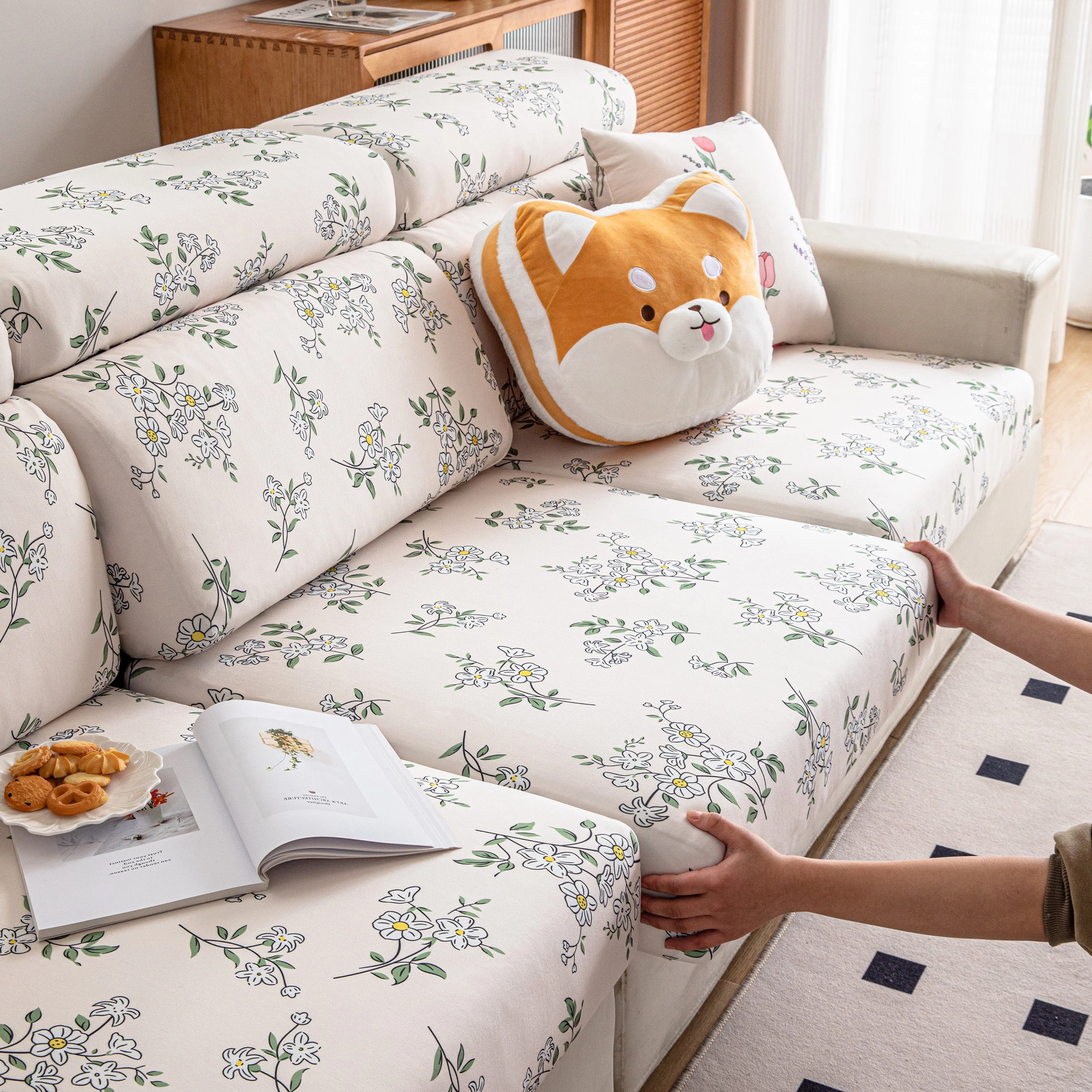 Cartoon Printing Elastic Seat Cushion Cover 1/2/3/4 Seater Sofa Cover Back Cushion Cover For Living Room - Image 86