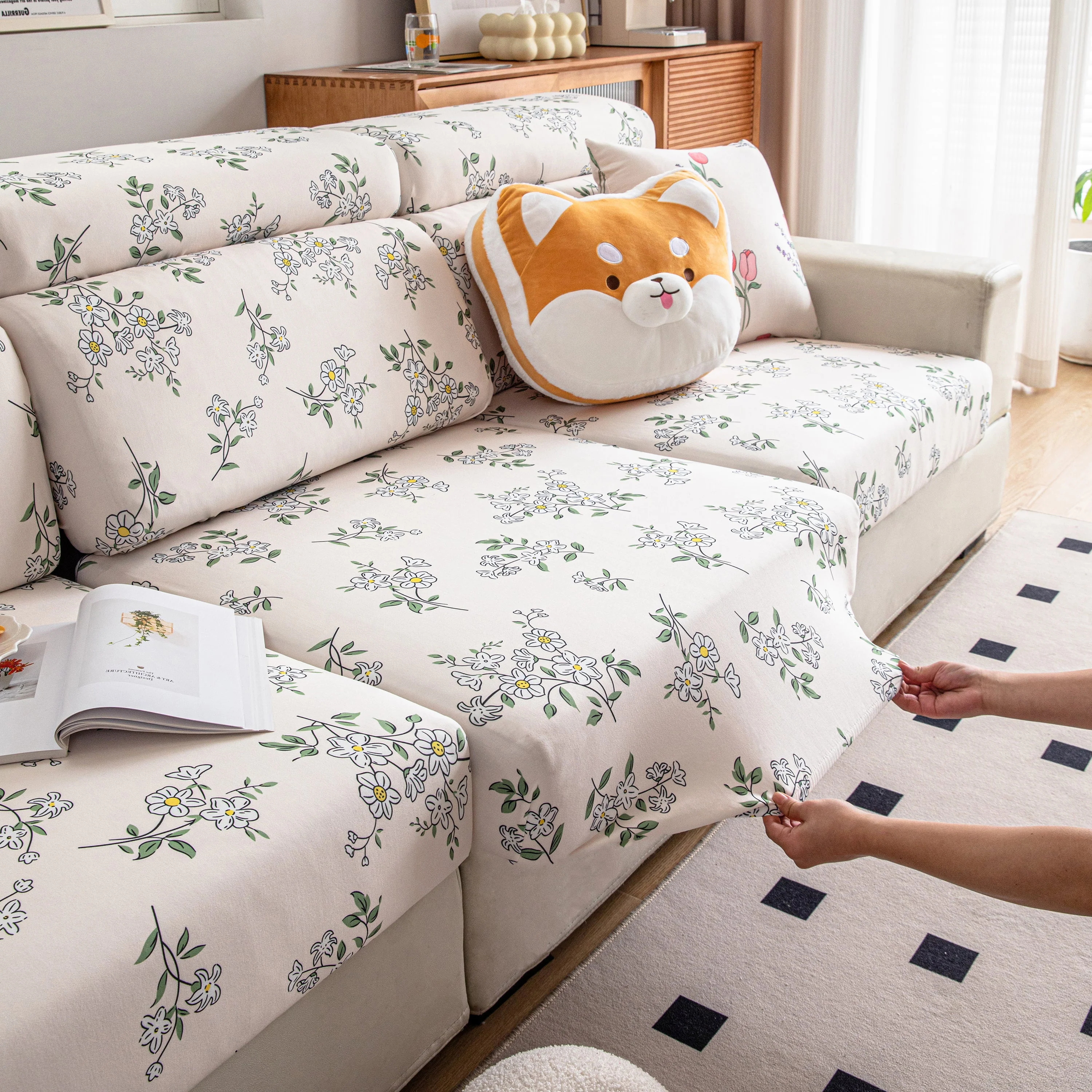 Cartoon Printing Elastic Seat Cushion Cover 1/2/3/4 Seater Sofa Cover Back Cushion Cover For Living Room - Image 87