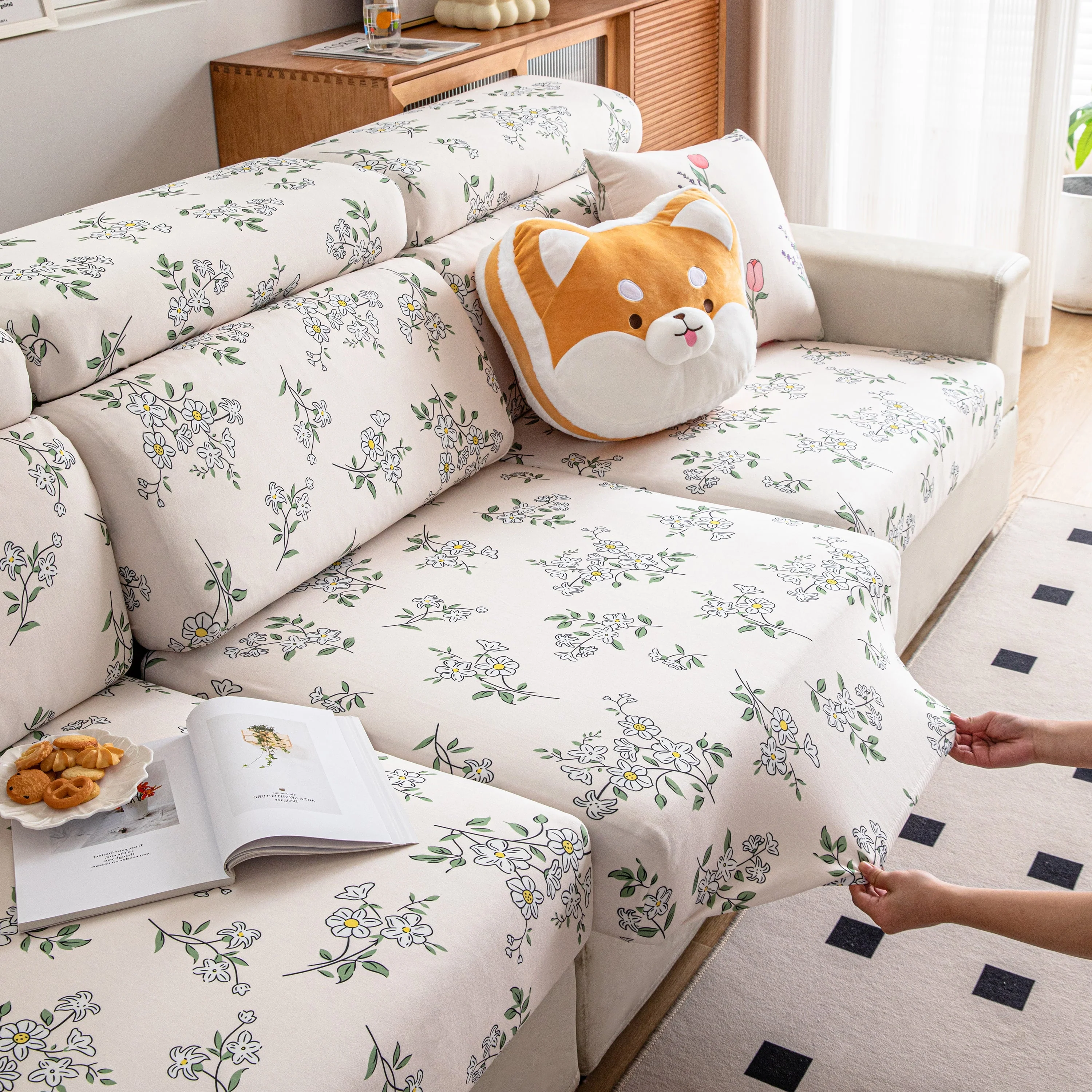Cartoon Printing Elastic Seat Cushion Cover 1/2/3/4 Seater Sofa Cover Back Cushion Cover For Living Room - Image 88
