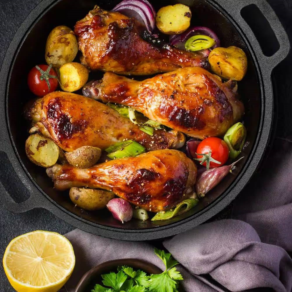 Cast Iron 5-Quart Pre-Seasoned Dutch Oven with 2-in-1 Skillet Lid 10.25-inch - Image 2