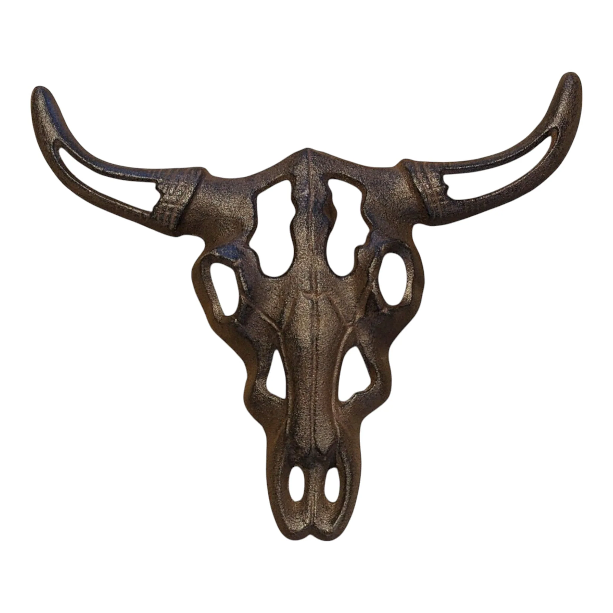 Bull Skull Wall Decor, Western Farmhouse Cast Iron Accent - Image 2