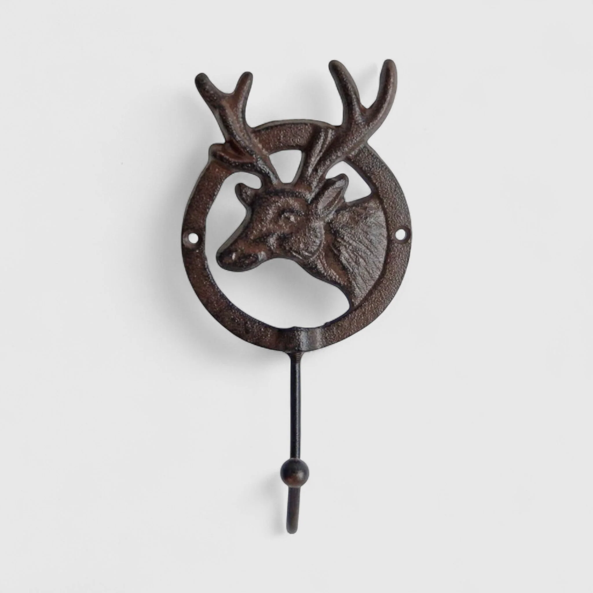 Cast Iron Deer Head Hook, Vintage Woodland Wall Accent - Image 2