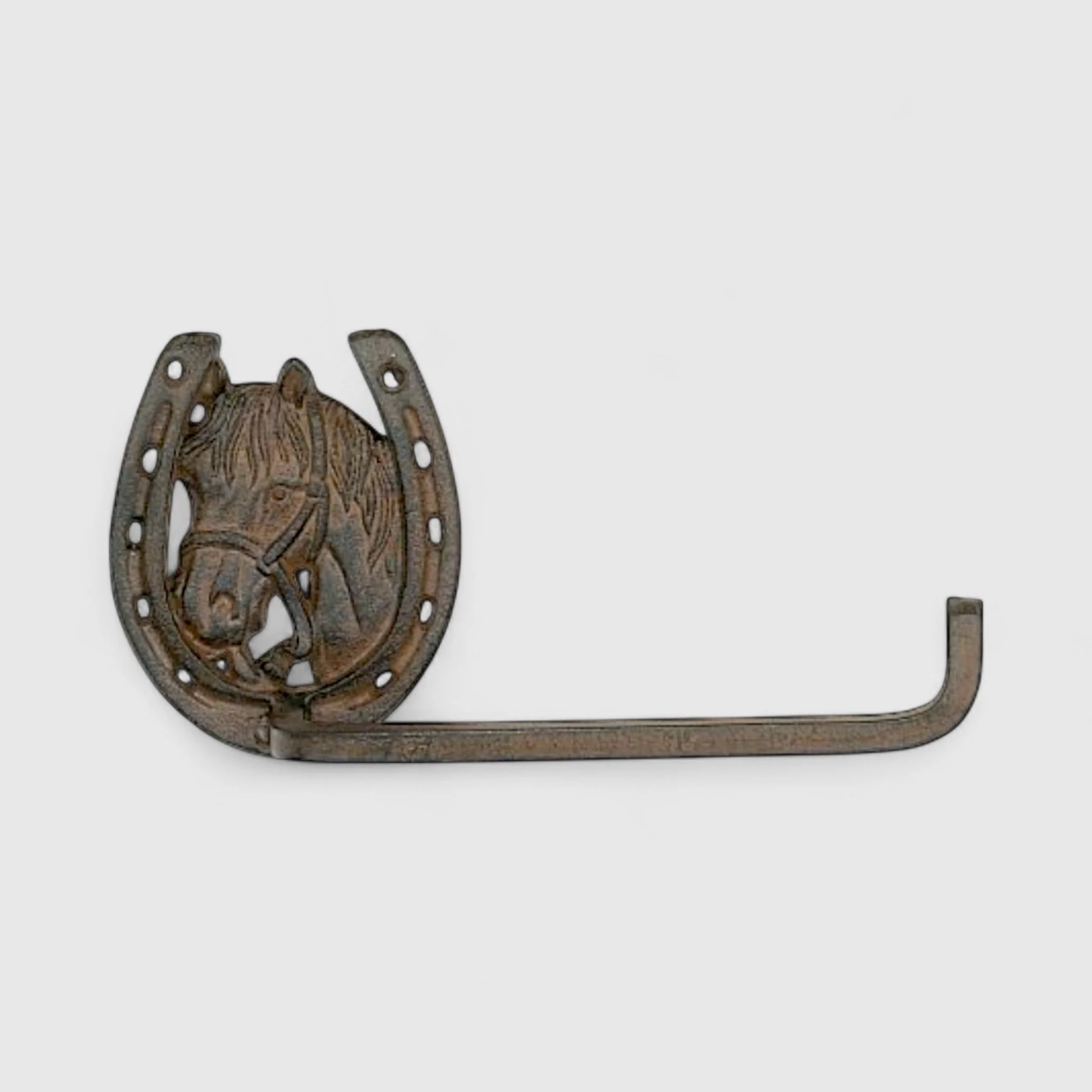Horse Head & Horseshoe Tissue Holder, Western Cast Iron Decor - Image 2