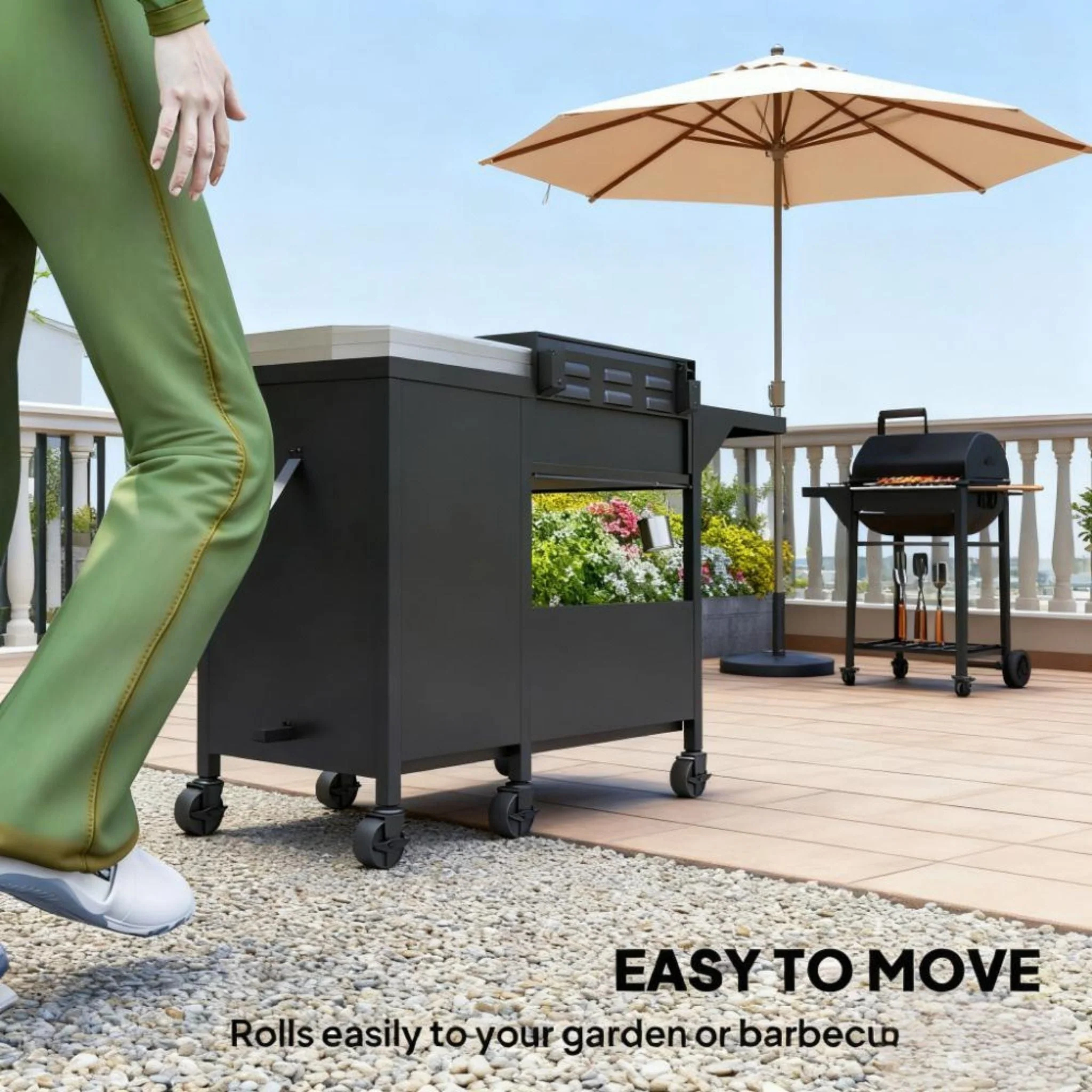Castelle Flame 15K BTU Barbecue Propane Liquid Propane Grill With Side Burner (SAK53481) - Image 9