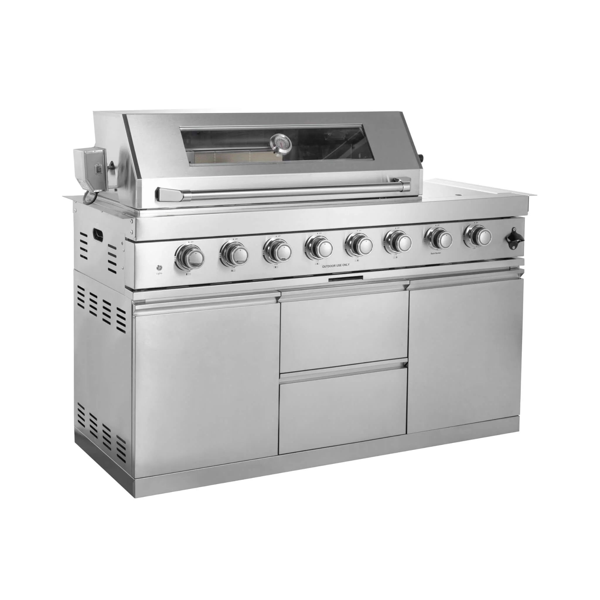 Castelle Flame Montclair 62-Inch 6-Burner Gas Outdoor Liquid Propane Grill Island With Wine Cooler And Rotisserie (SAK31642) - Image 6