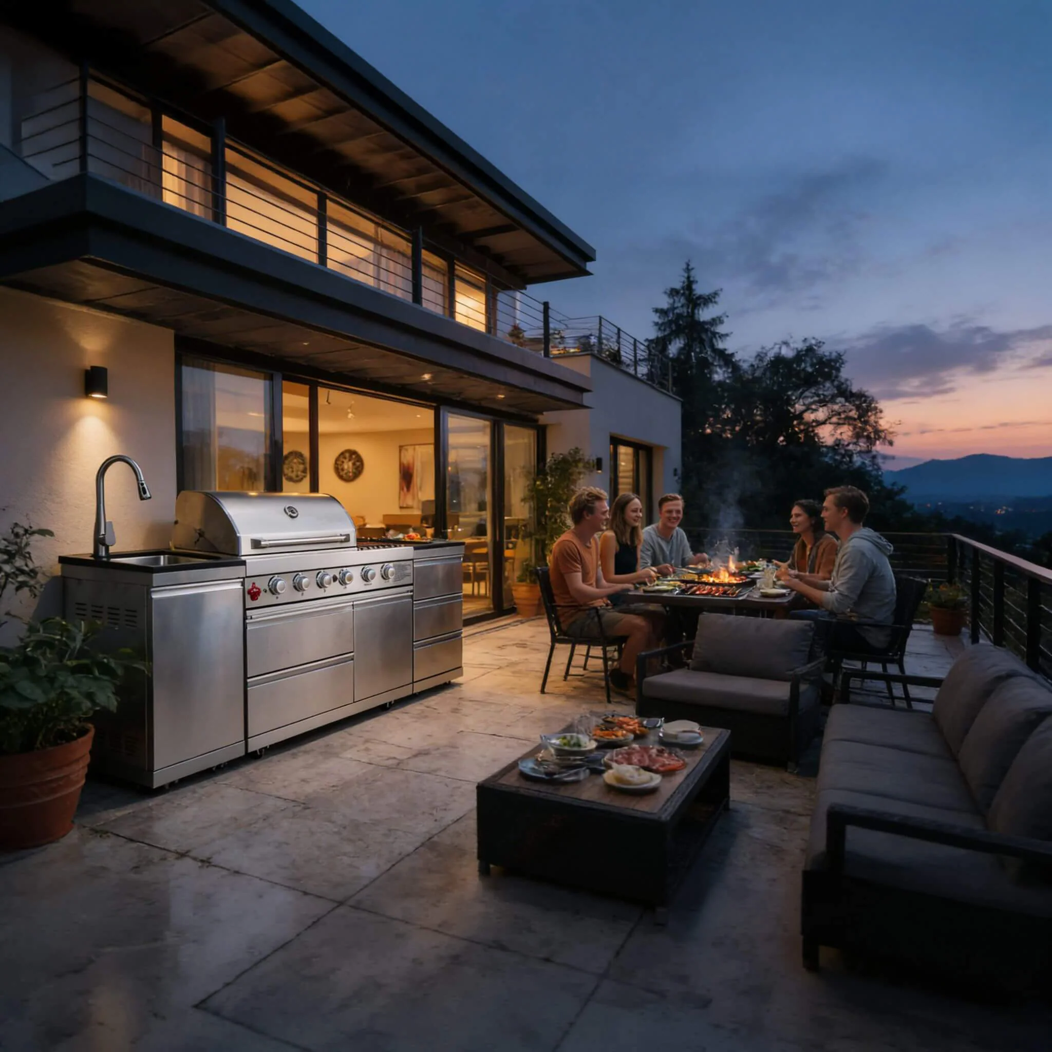 Castelle Flame Deluxe 4-Burner 72000 BTU Stainless Steel Liquid Propane Grill Island (SAK31425) - Image 10