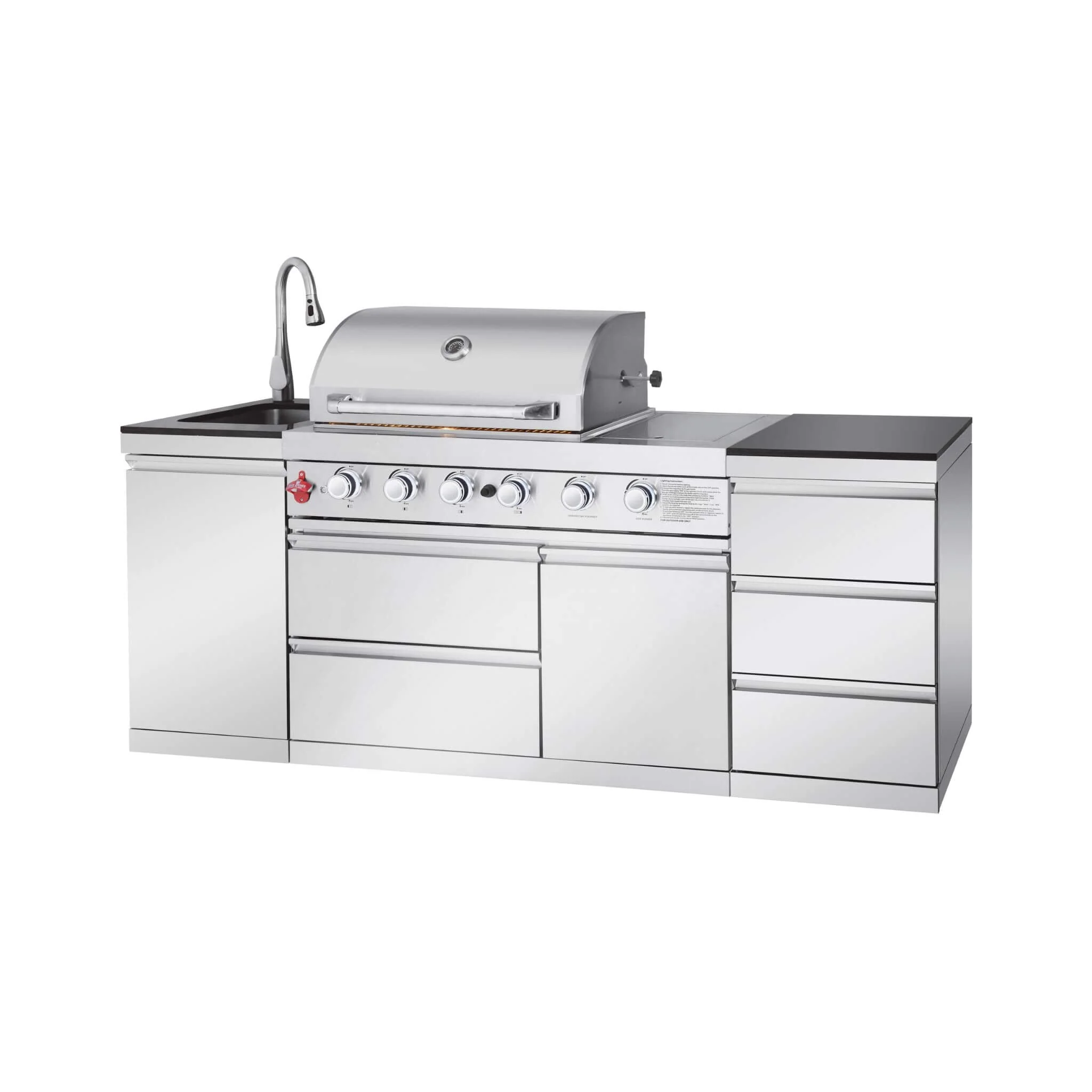 Castelle Flame Deluxe 4-Burner 72000 BTU Stainless Steel Liquid Propane Grill Island (SAK31425) - Image 11