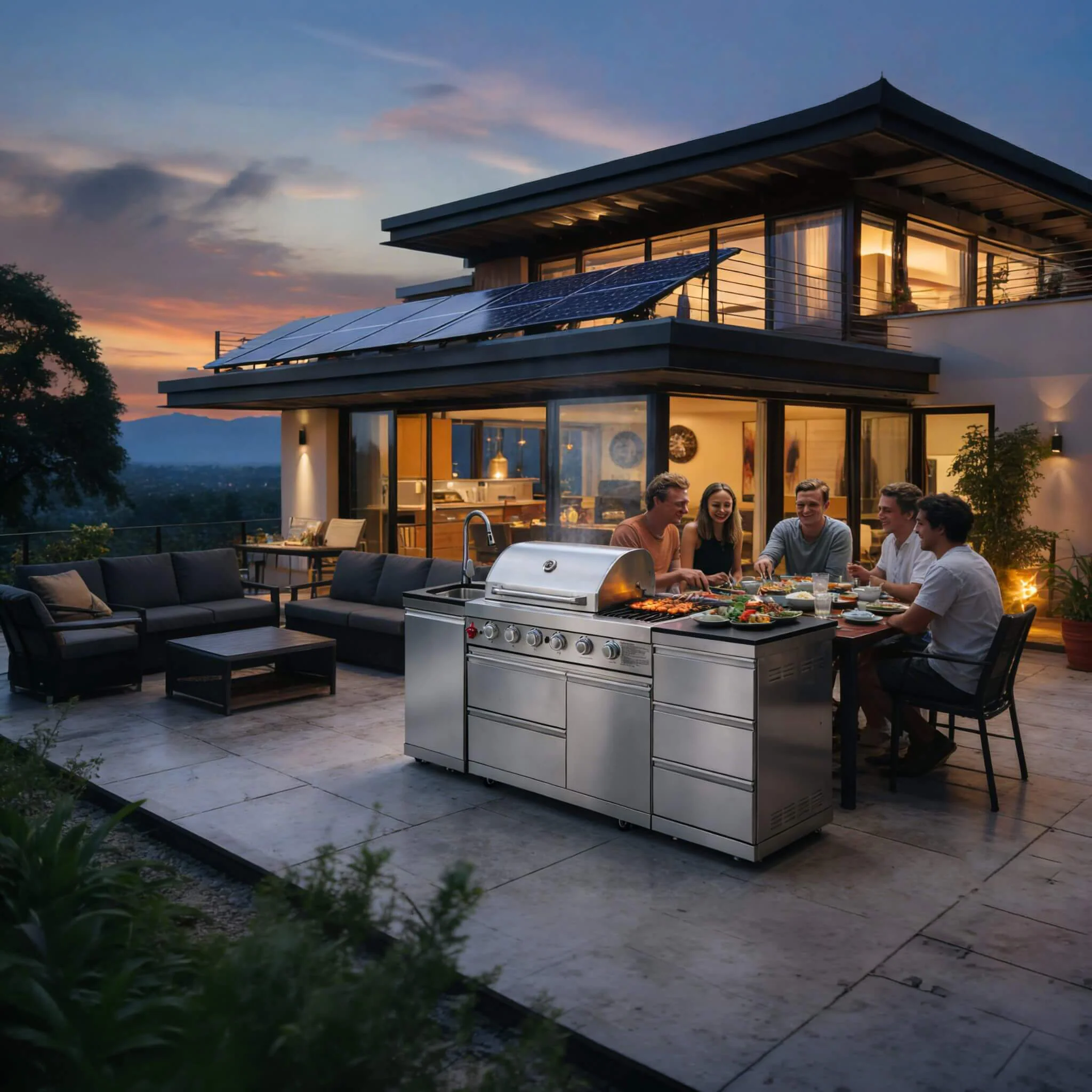 Castelle Flame Deluxe 4-Burner 72000 BTU Stainless Steel Liquid Propane Grill Island (SAK31425) - Image 3