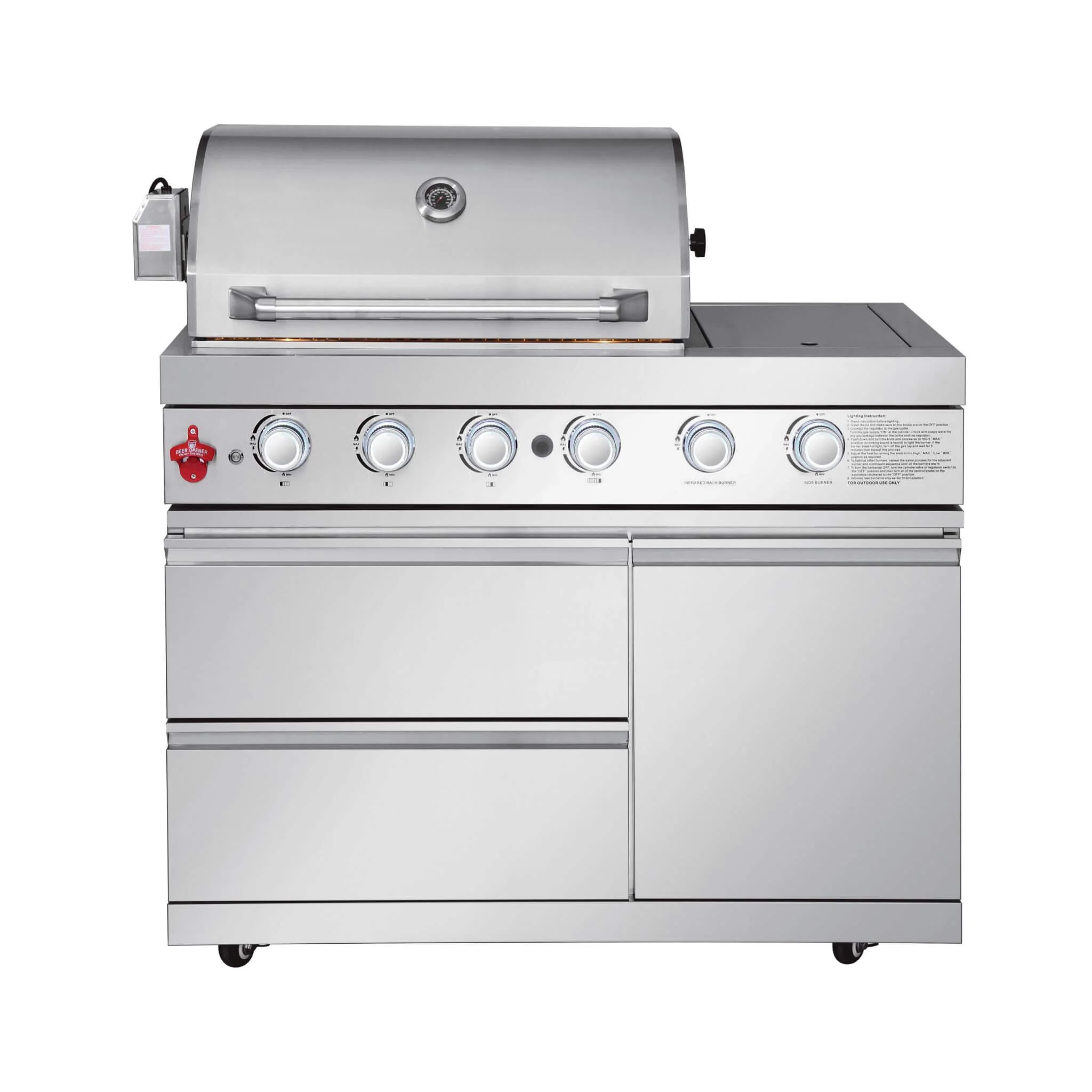 Castelle Flame Deluxe 4-Burner 72000 BTU Stainless Steel Liquid Propane Grill Island (SAK31425) - Image 6