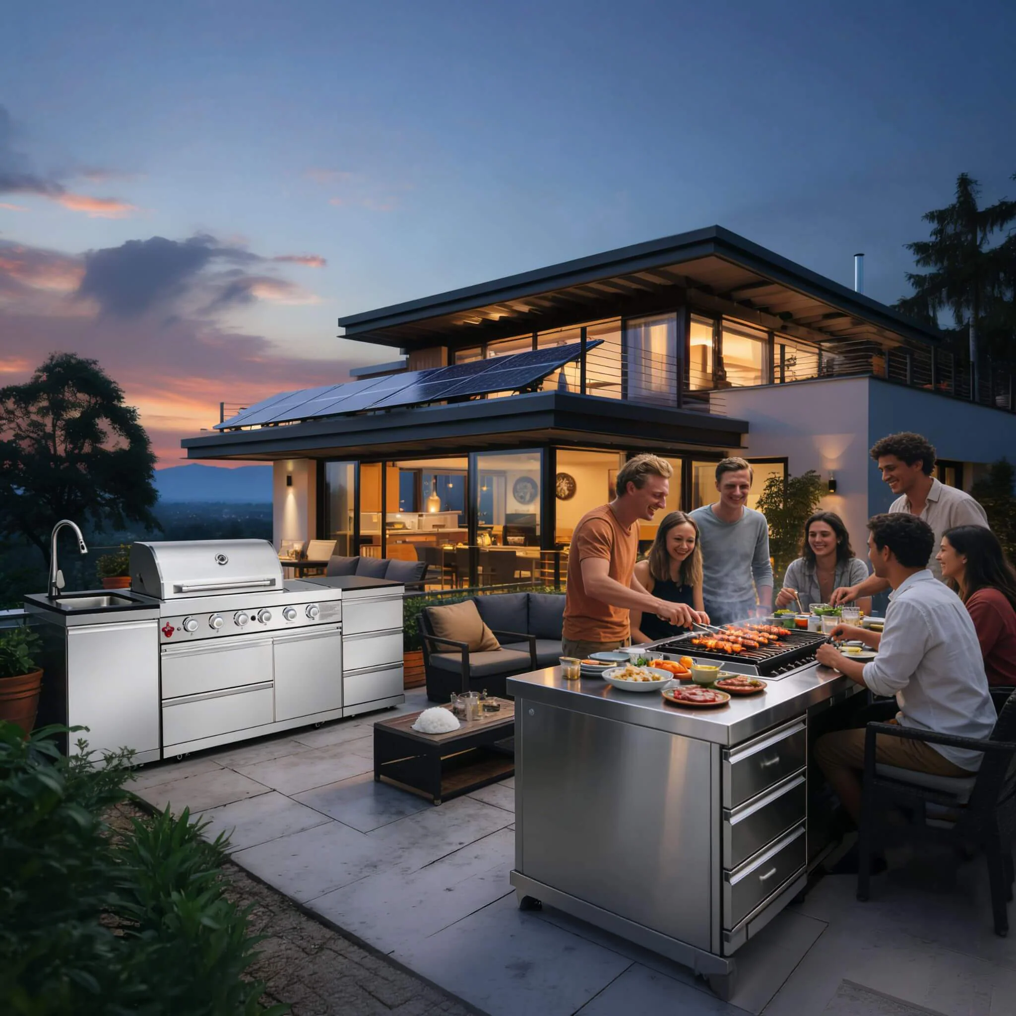 Castelle Flame Deluxe 4-Burner 72000 BTU Stainless Steel Liquid Propane Grill Island (SAK31425) - Image 7