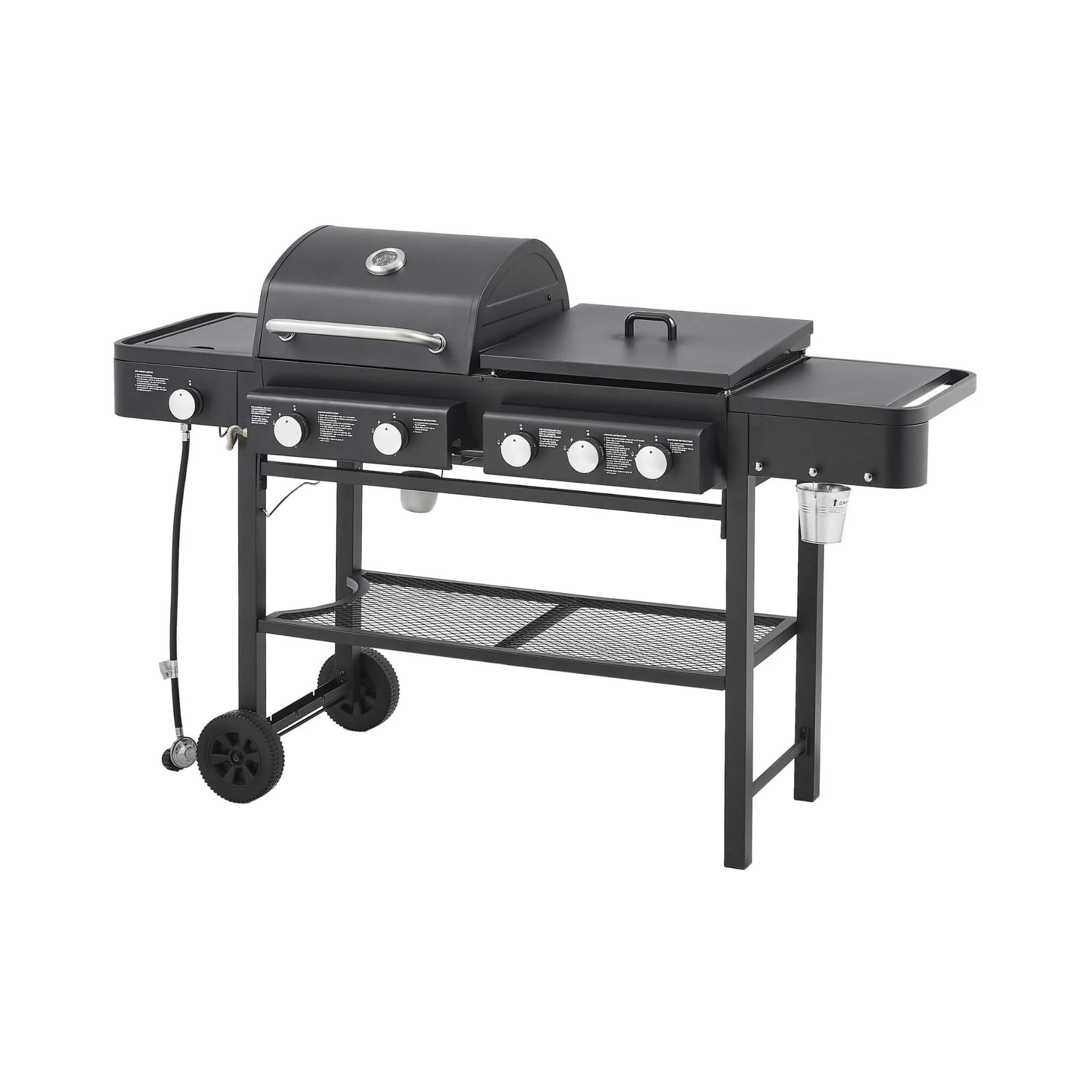 Castelle Flame Heavy-Duty All-In-One Outdoor 5-Burner 56K BTU Liquid Propane Grill (SAK57124) - Image 5