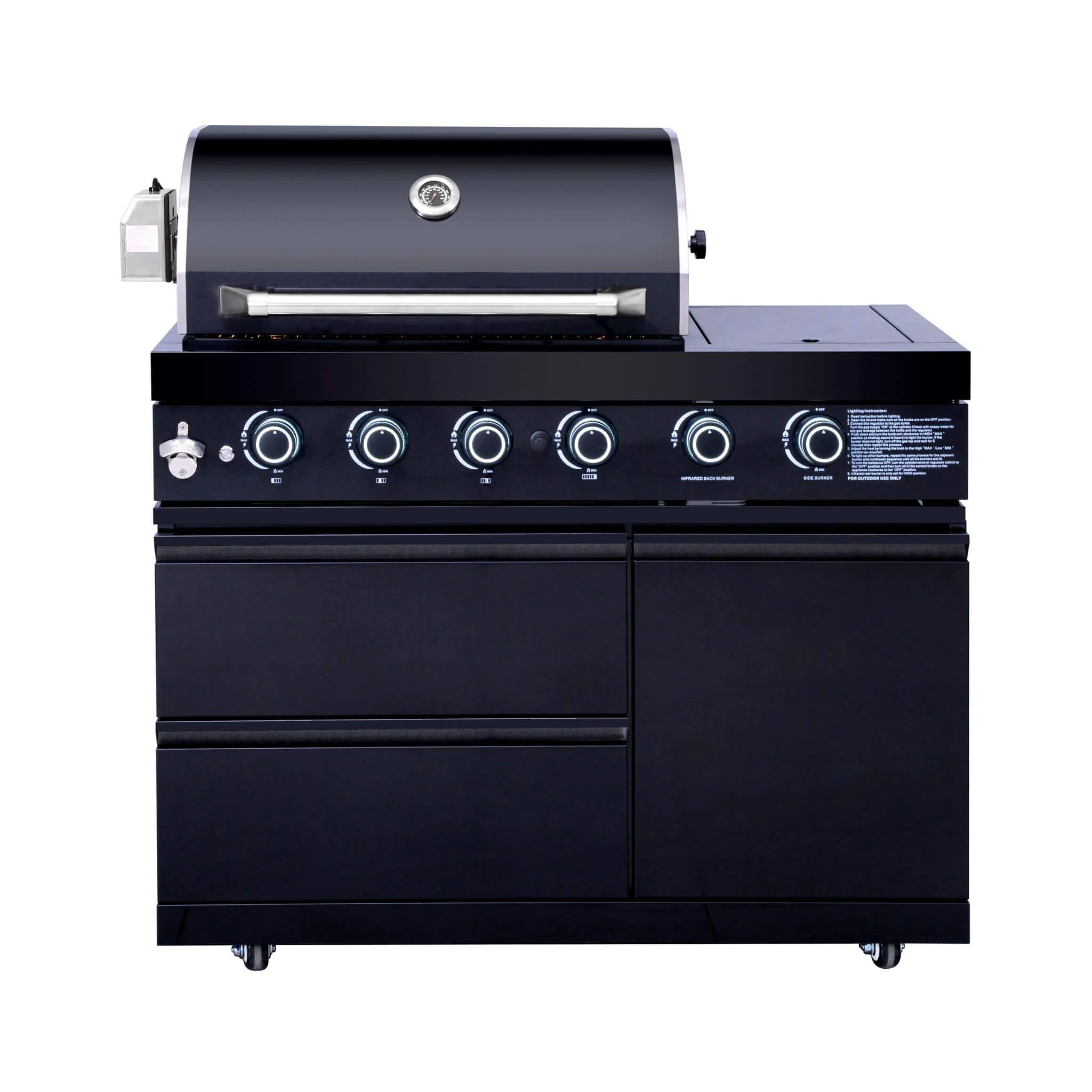 Castelle Flame Monarch 4-Burner 72000 BTU Liquid Propane Grill Island With Fridge And Sink (SAK68127) - Image 5