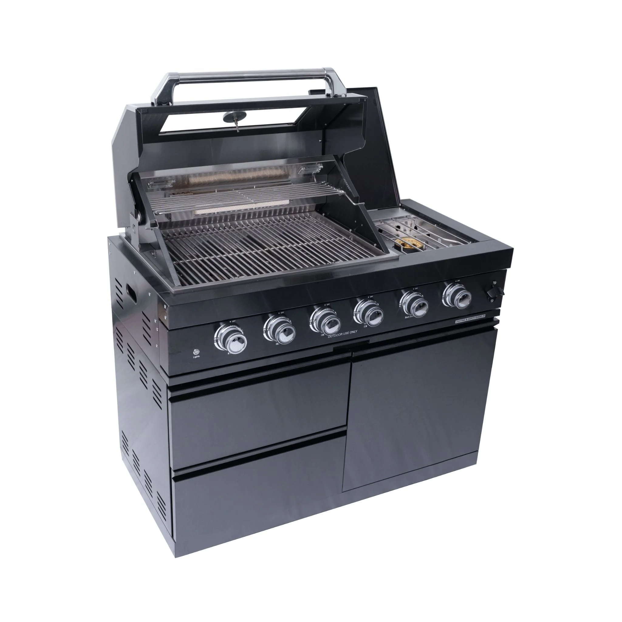 Castelle Flame Premium Black Stainless Steel 4-Burner Liquid Propane Kitchen Grill Island With Rotisserie Kit (SAK48157) - Image 10