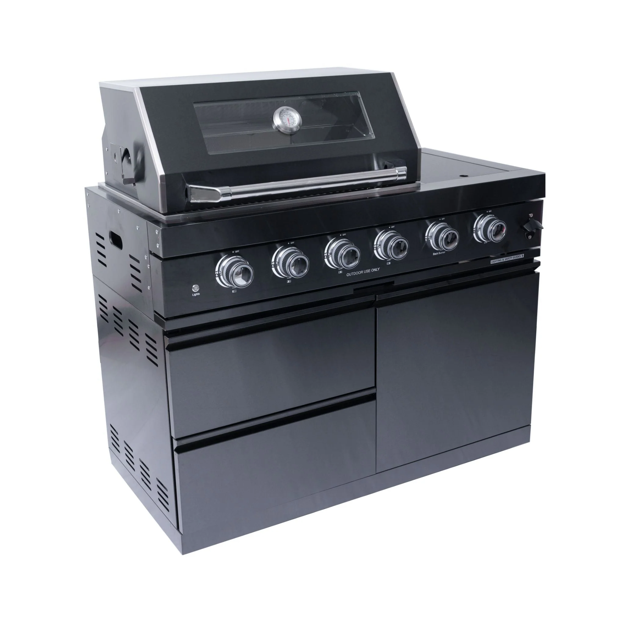 Castelle Flame Premium Black Stainless Steel 4-Burner Liquid Propane Kitchen Grill Island With Rotisserie Kit (SAK48157) - Image 13