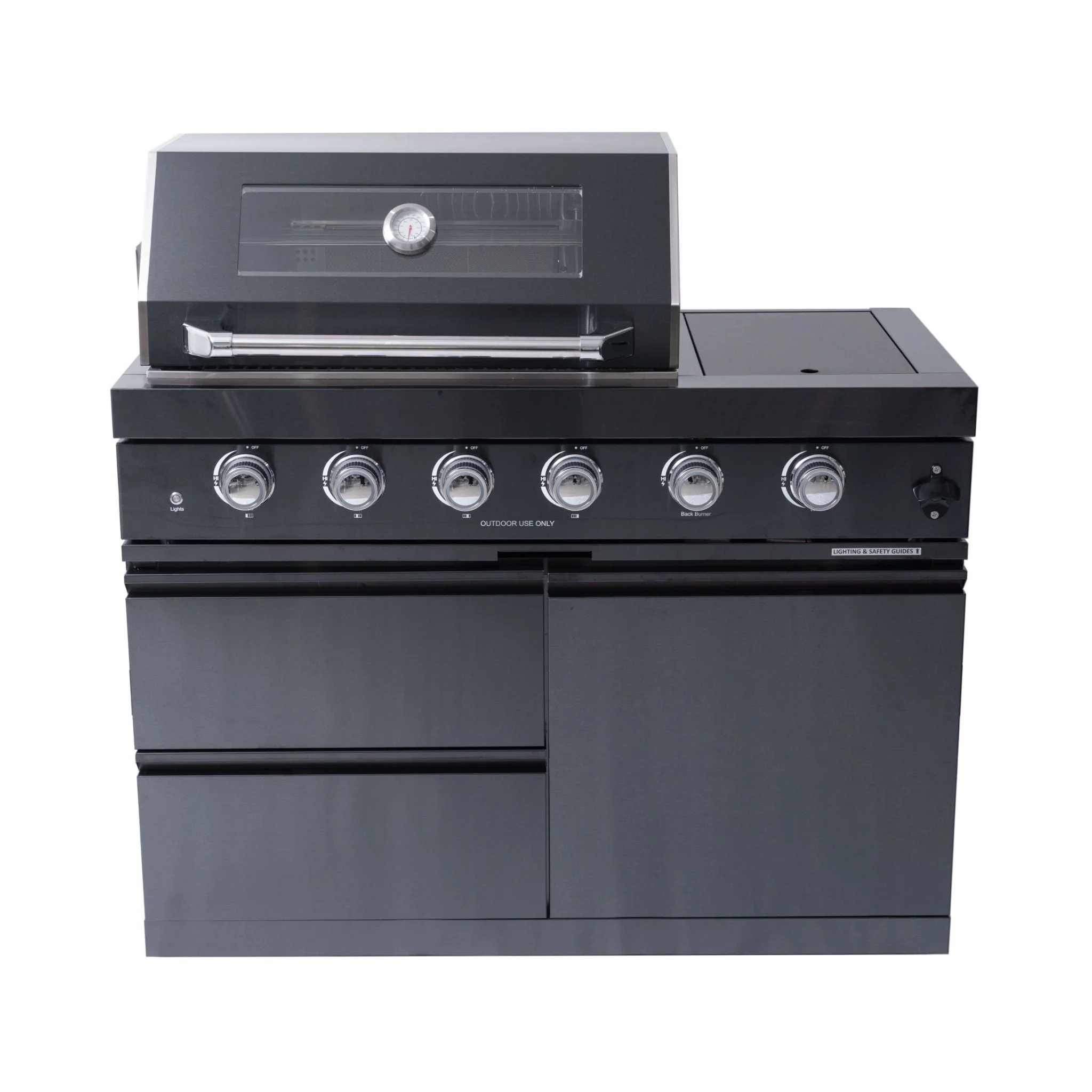 Castelle Flame Premium Black Stainless Steel 4-Burner Liquid Propane Kitchen Grill Island With Rotisserie Kit (SAK48157) - Image 17