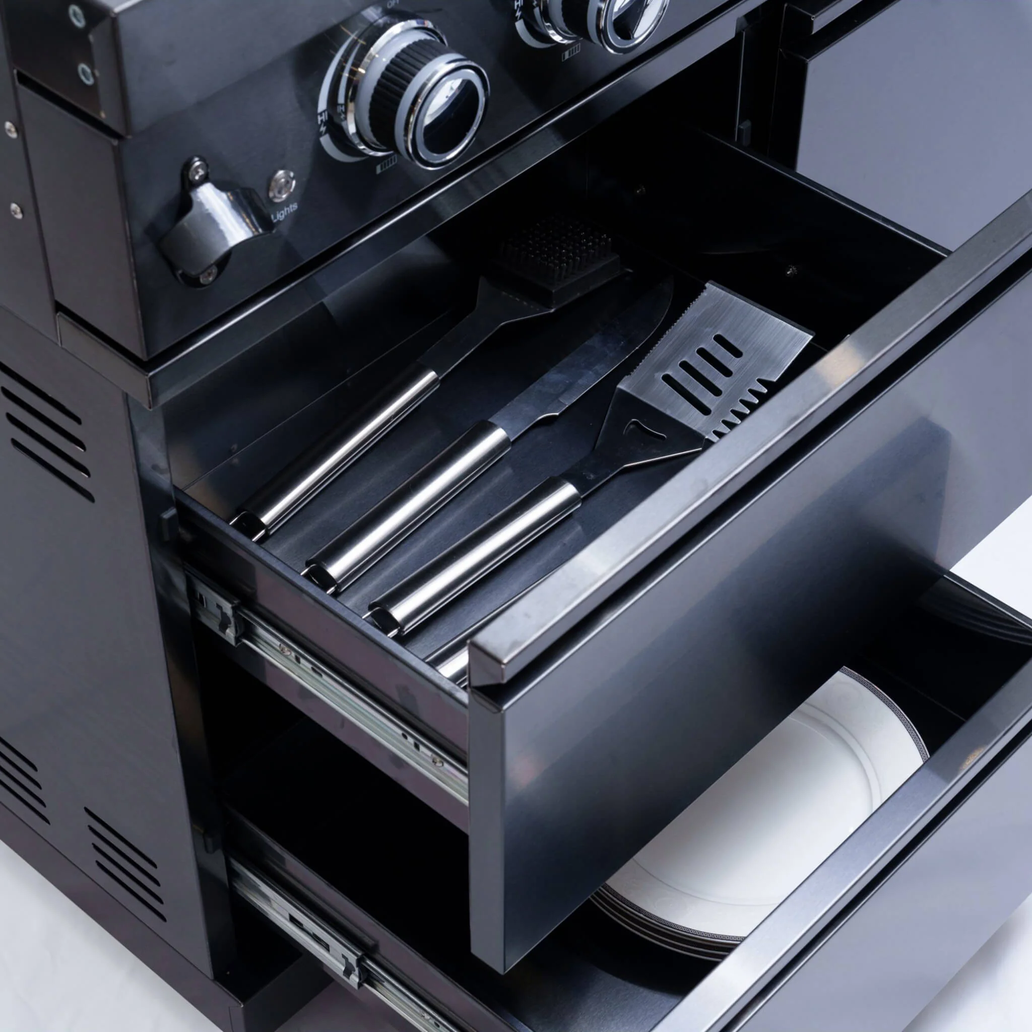 Castelle Flame Premium Black Stainless Steel 4-Burner Liquid Propane Kitchen Grill Island With Rotisserie Kit (SAK48157) - Image 20