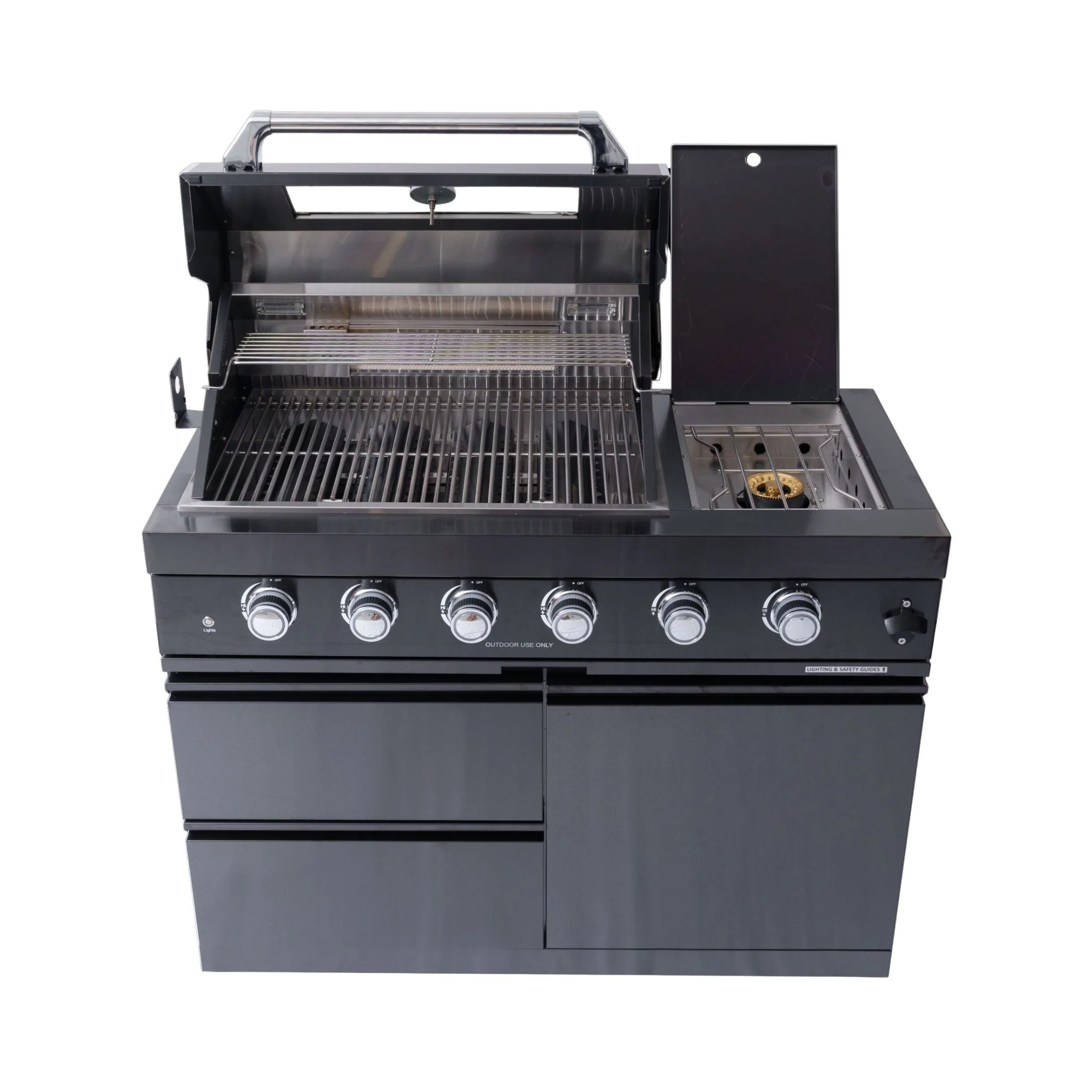 Castelle Flame Premium Black Stainless Steel 4-Burner Liquid Propane Kitchen Grill Island With Rotisserie Kit (SAK48157) - Image 6