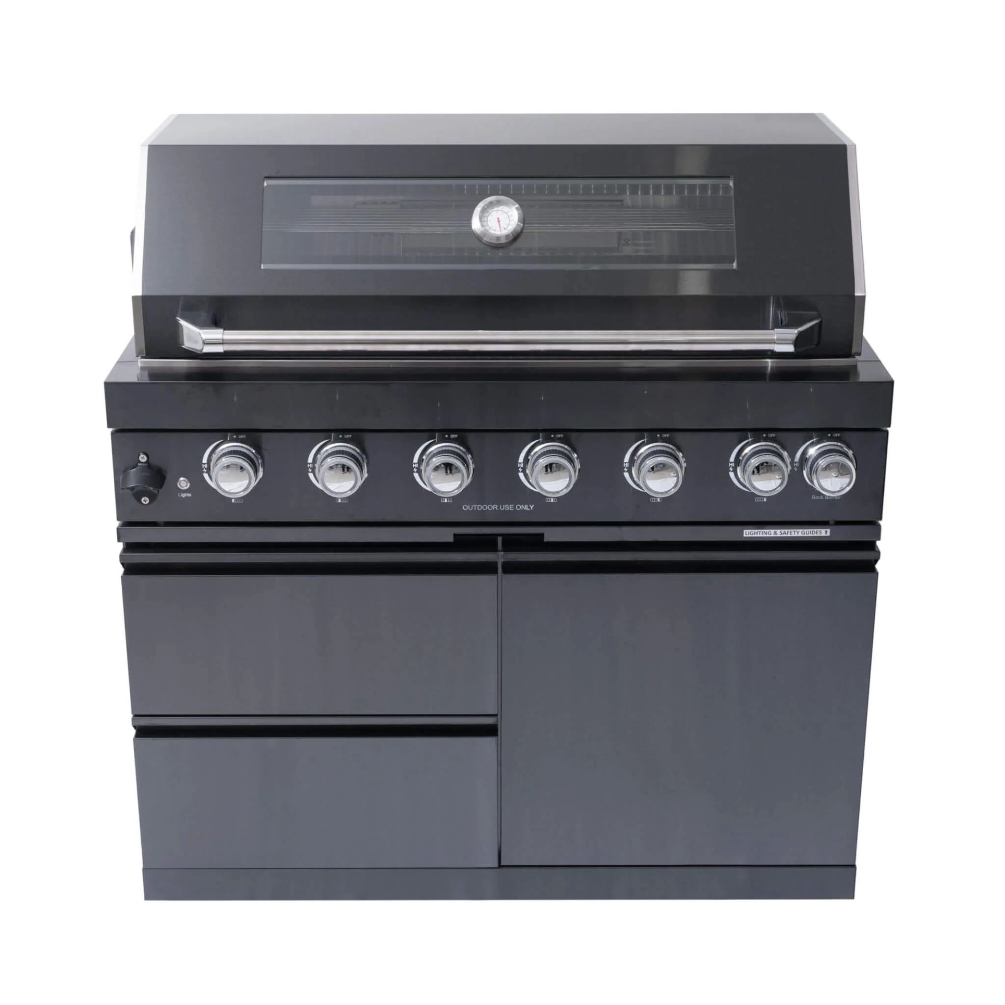 Castelle Flame Premium Black Stainless Steel 6-Burner Liquid Propane Kitchen Grill Island With Rotisserie Kit (SAK82641) - Image 11