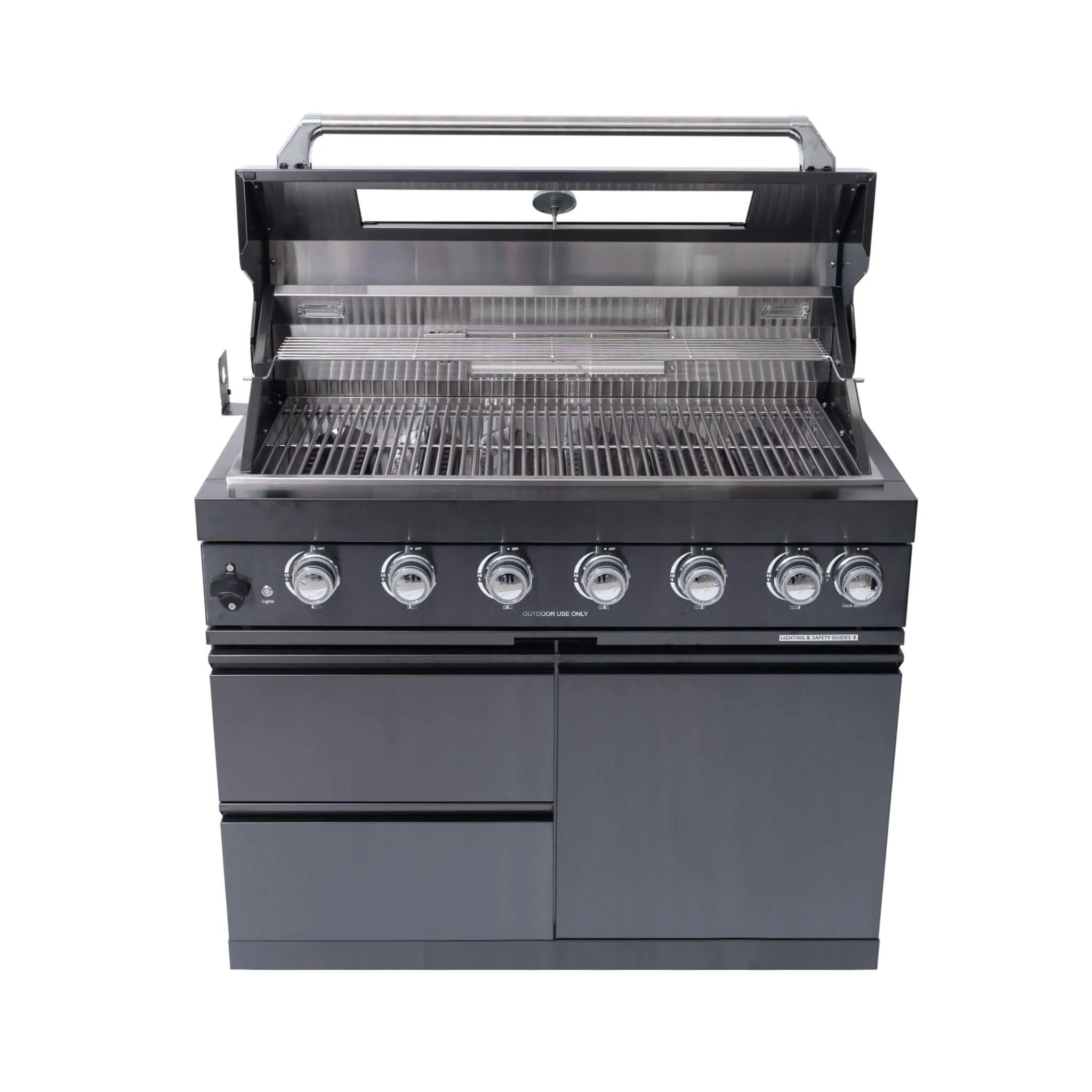 Castelle Flame Premium Black Stainless Steel 6-Burner Liquid Propane Kitchen Grill Island With Rotisserie Kit (SAK82641) - Image 12
