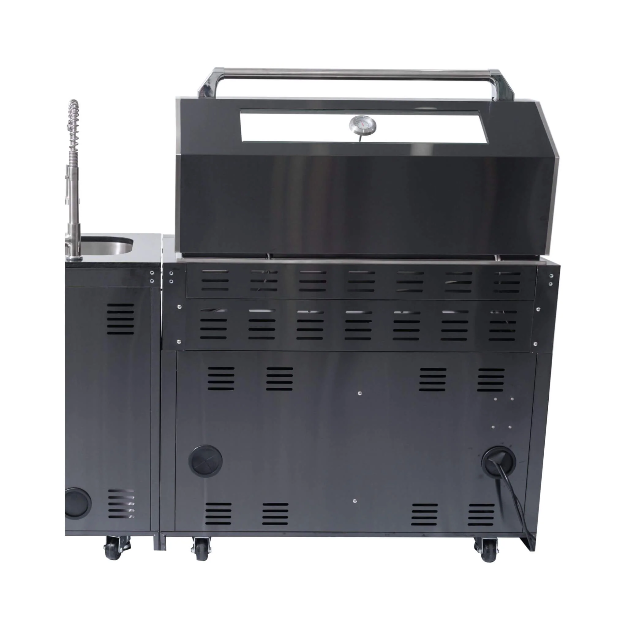 Castelle Flame Premium Black Stainless Steel 6-Burner Liquid Propane Kitchen Grill Island With Rotisserie Kit (SAK82641) - Image 15