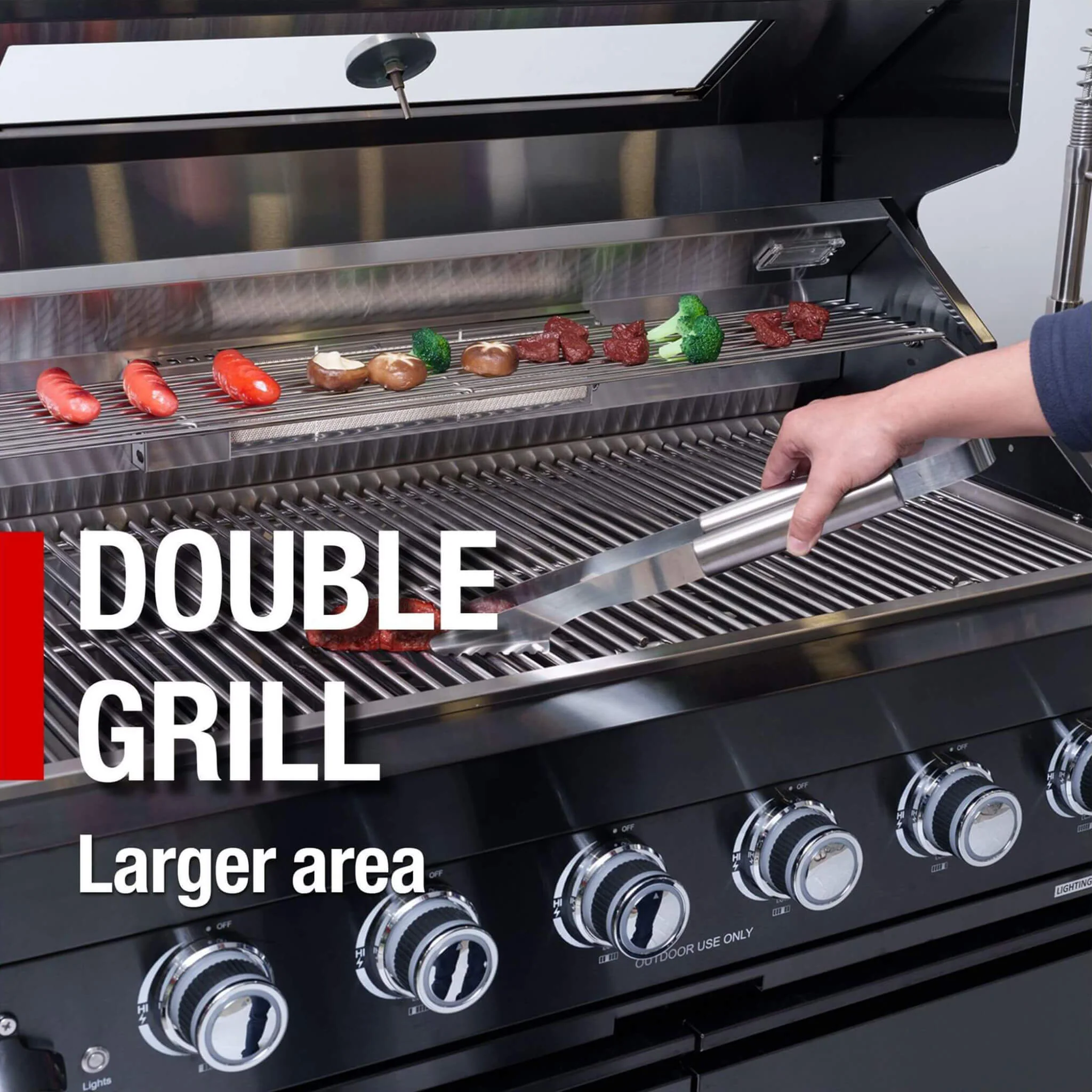 Castelle Flame Premium Black Stainless Steel 6-Burner Liquid Propane Kitchen Grill Island With Rotisserie Kit (SAK82641) - Image 24