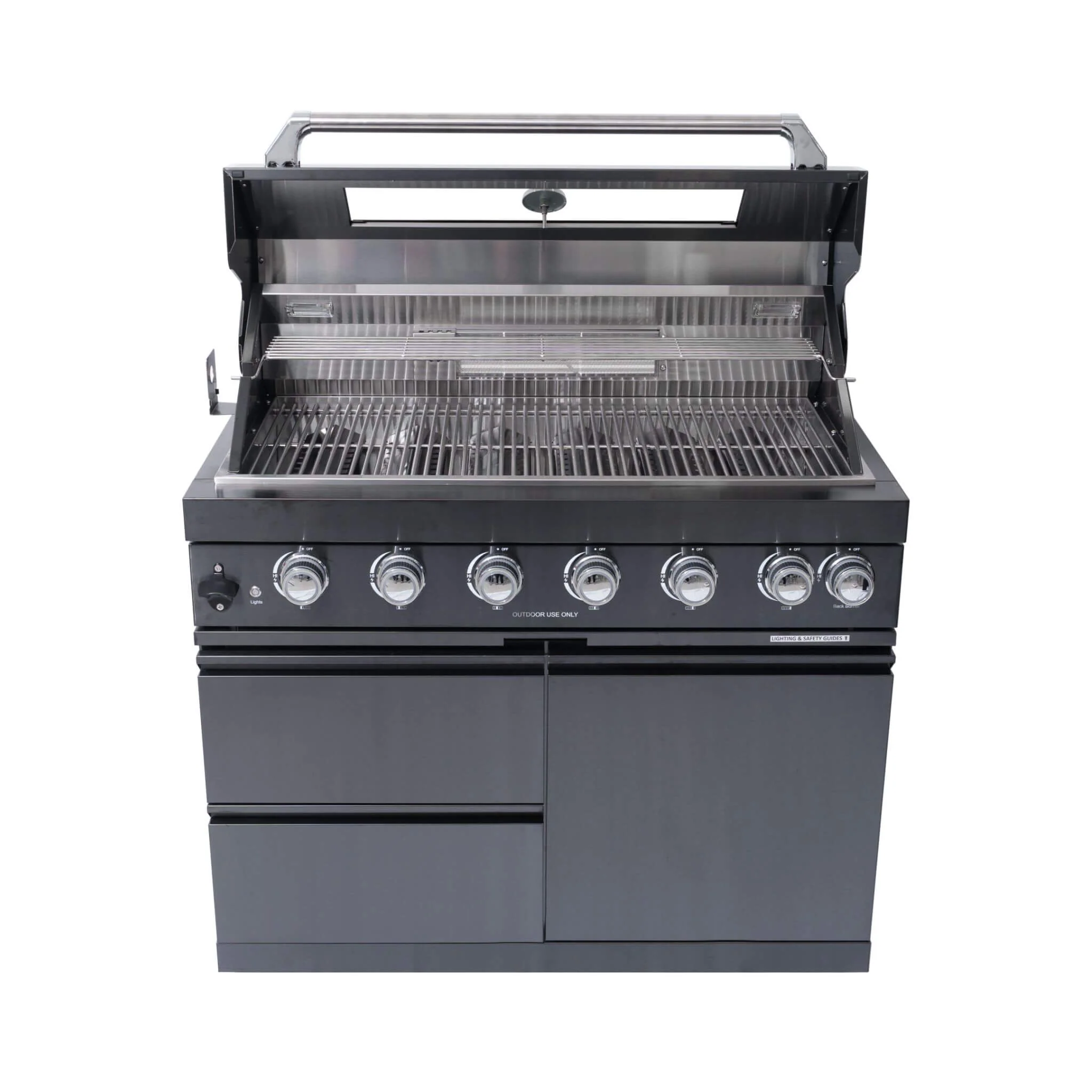 Castelle Flame Premium Black Stainless Steel 6-Burner Liquid Propane Kitchen Grill Island With Rotisserie Kit (SAK82641) - Image 3