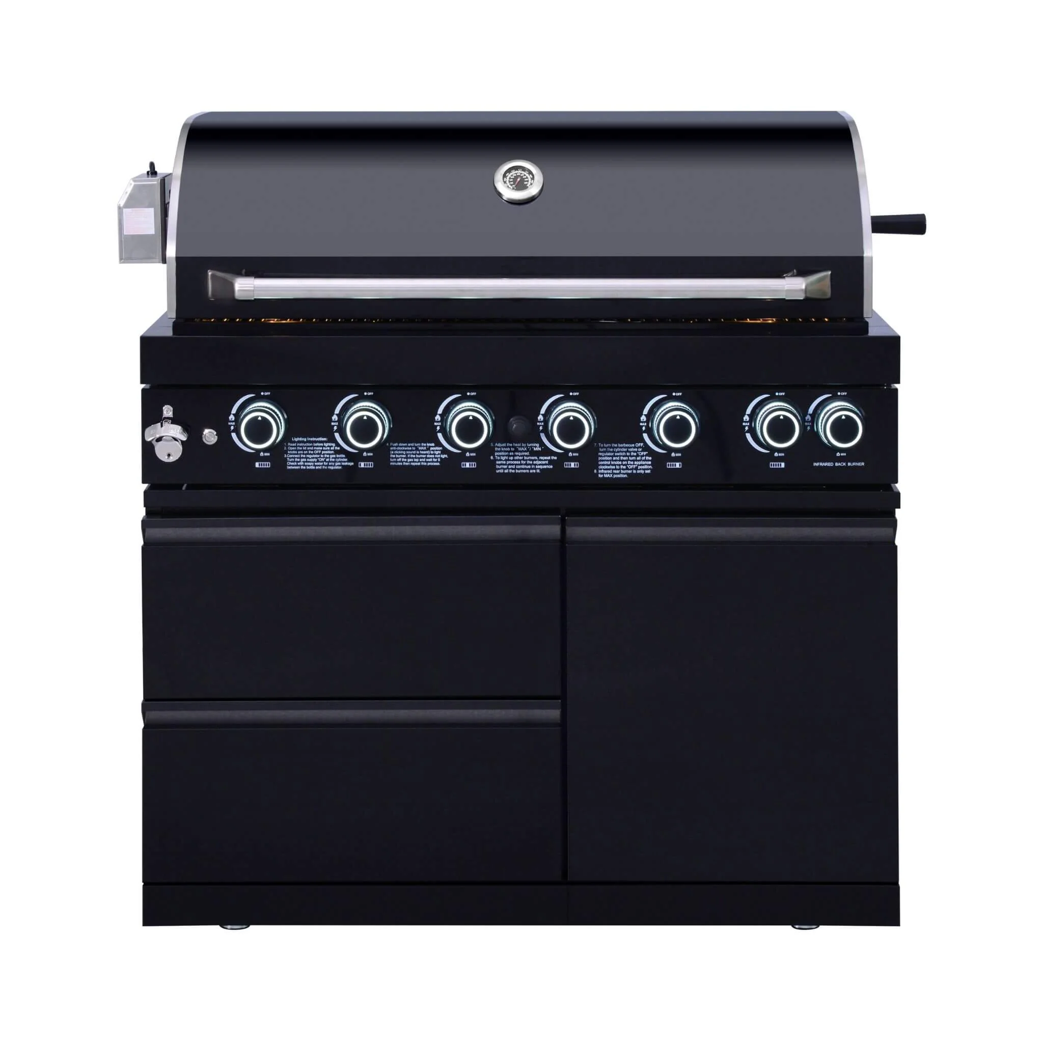 Castelle Flame Summit 6-Burner 85000 BTU Liquid Propane Grill Island With Sink And Fridge (SAK59238) - Image 5