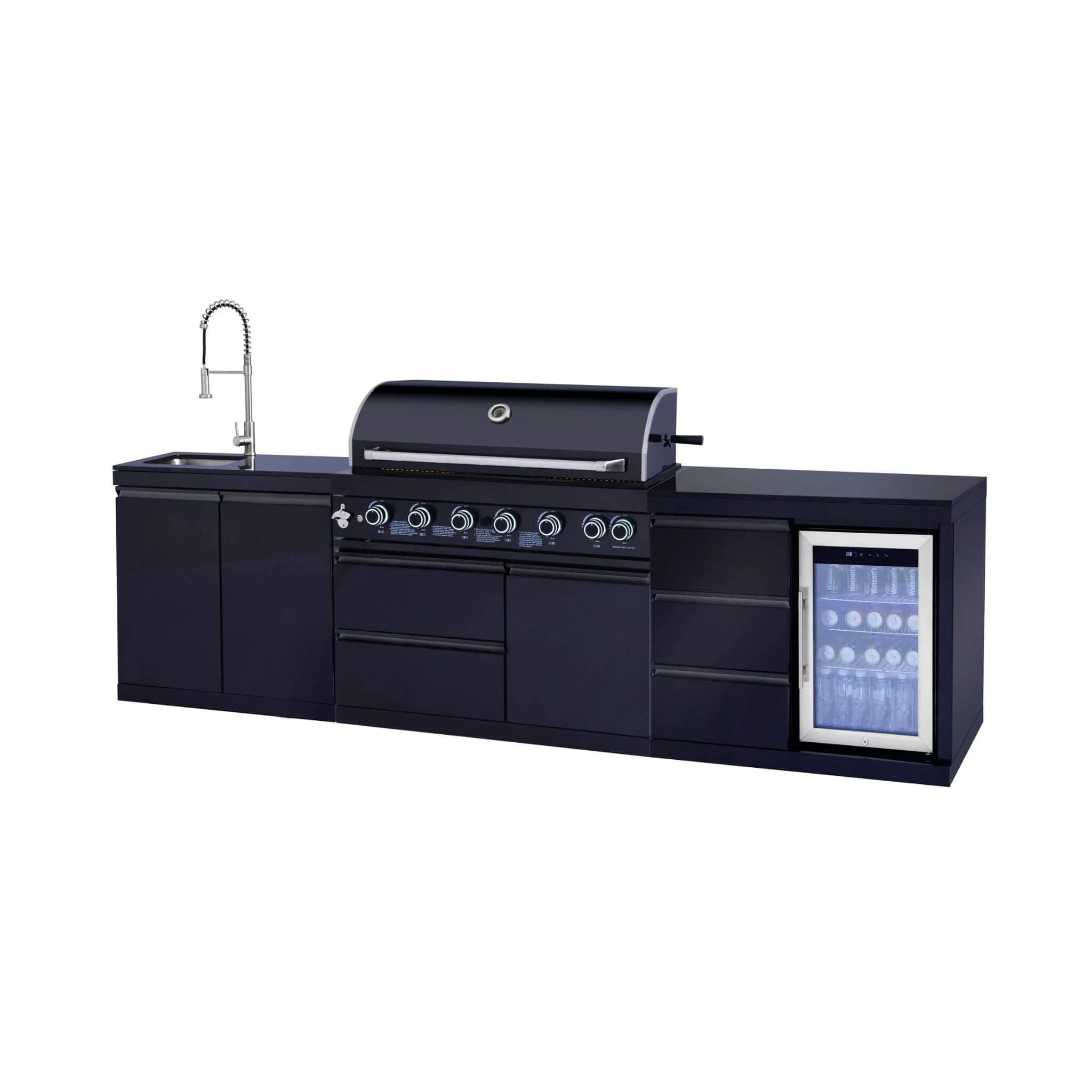 Castelle Flame Summit 6-Burner 85000 BTU Liquid Propane Grill Island With Sink And Fridge (SAK59238) - Image 6