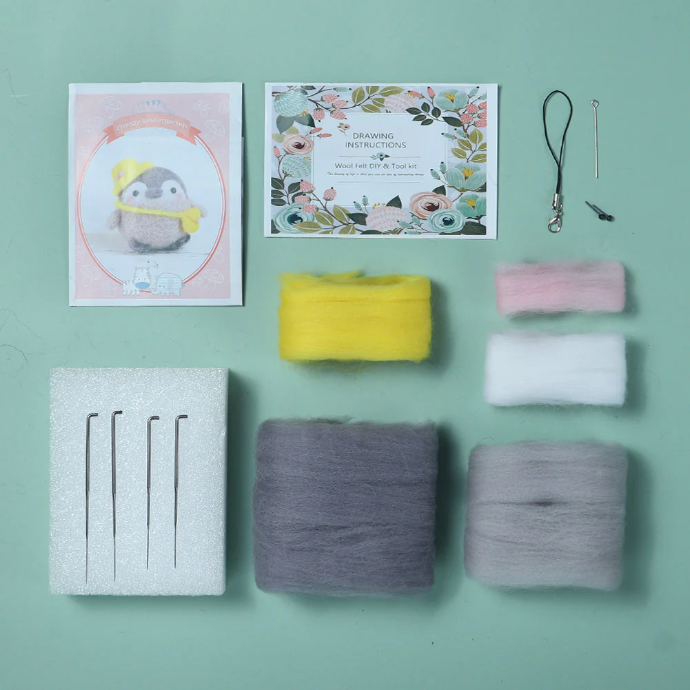 Casual Penguin Needle Felting Kit. Wizardi DIY Wool Craft Kit F07N8-W117 - Image 3
