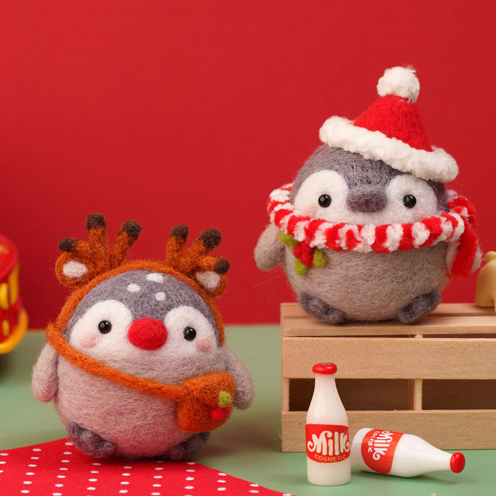 Casual Penguin Needle Felting Kit. Wizardi DIY Wool Craft Kit F07N8-W117 - Image 4