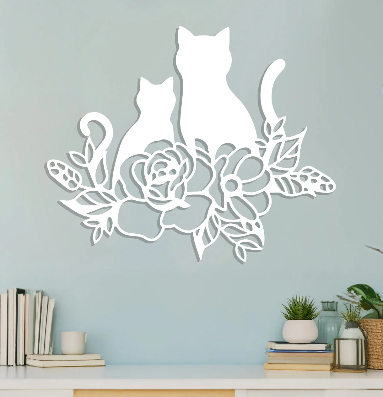 Cat and Kitten in Flowers Sign - Image 3