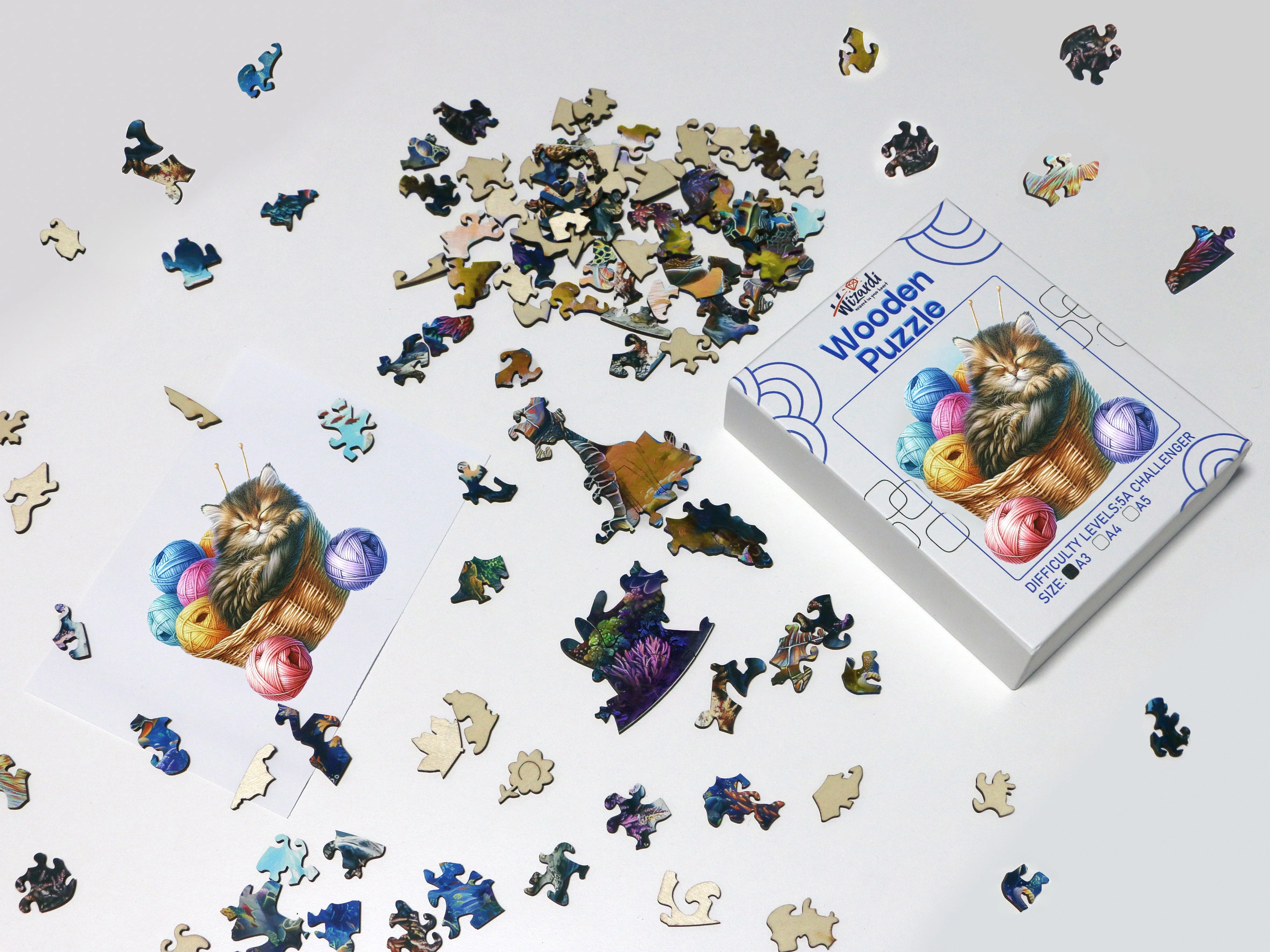 Cat in a Basket - Jigsaw Wooden Puzzle by Wizardi F07N9-36 - Image 2