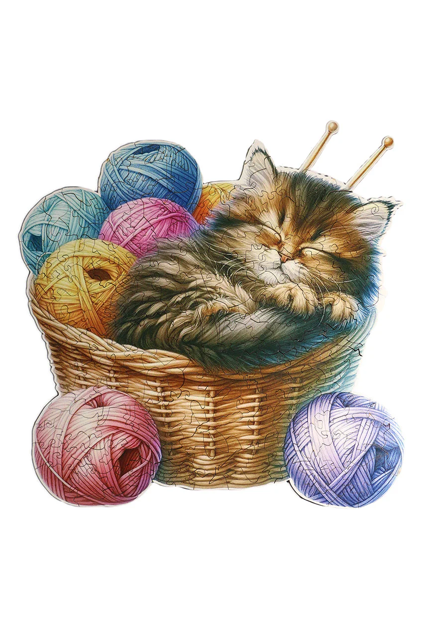 Cat in a Basket - Jigsaw Wooden Puzzle by Wizardi F07N9-36 - Image 4