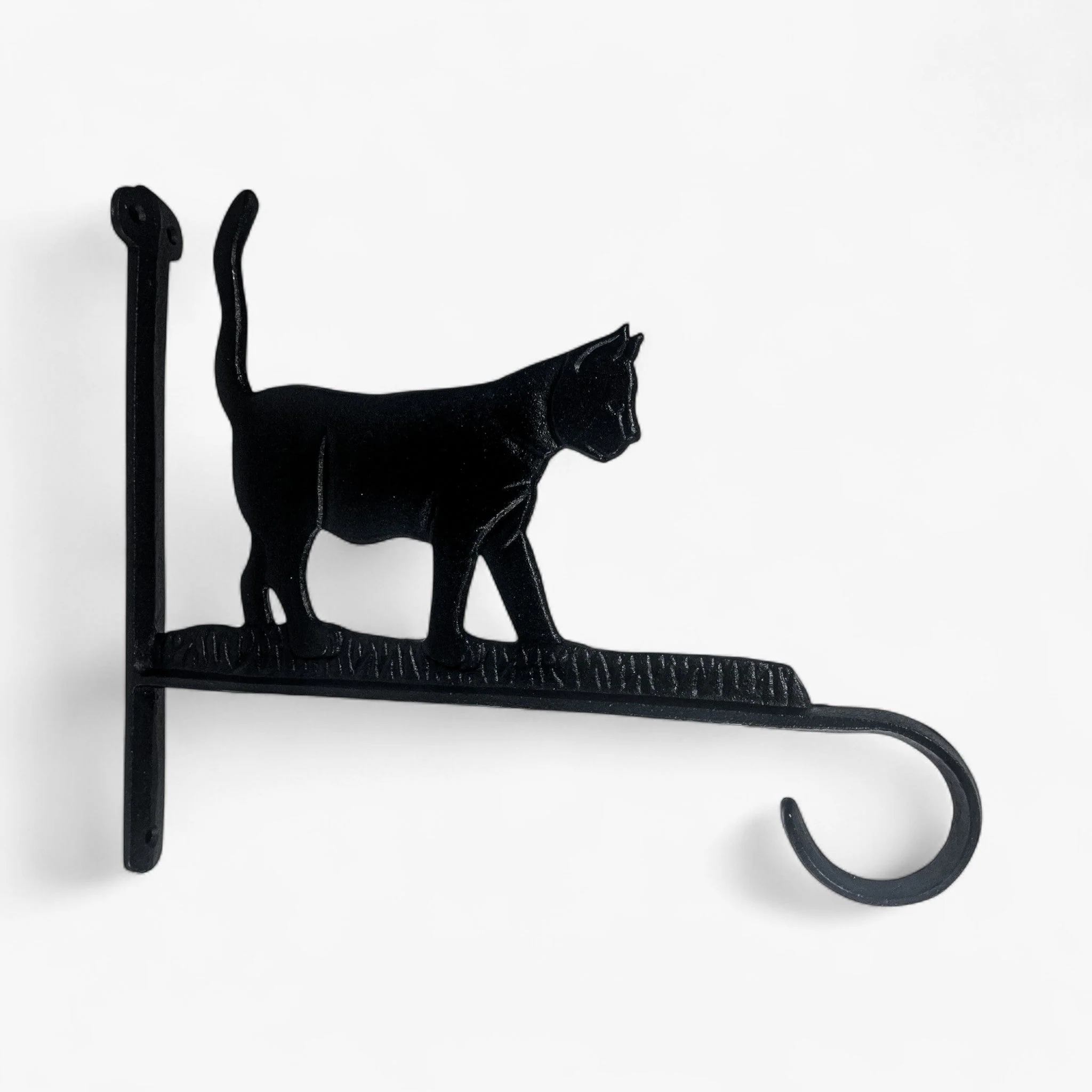 Cat Plant Hanger Cast Iron Wall Bracket Outdoor Decor - Image 2