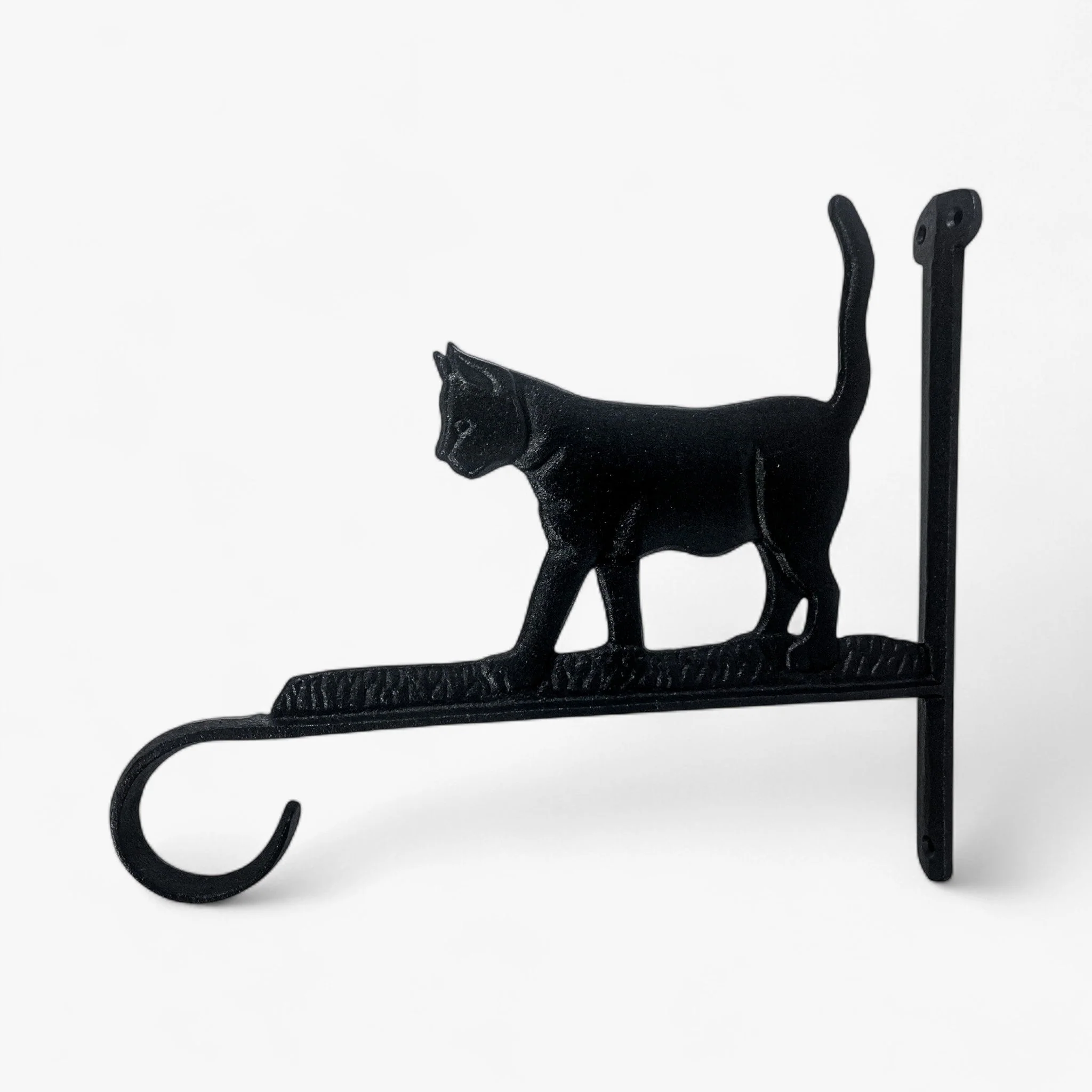 Cat Plant Hanger Cast Iron Wall Bracket Outdoor Decor - Image 3