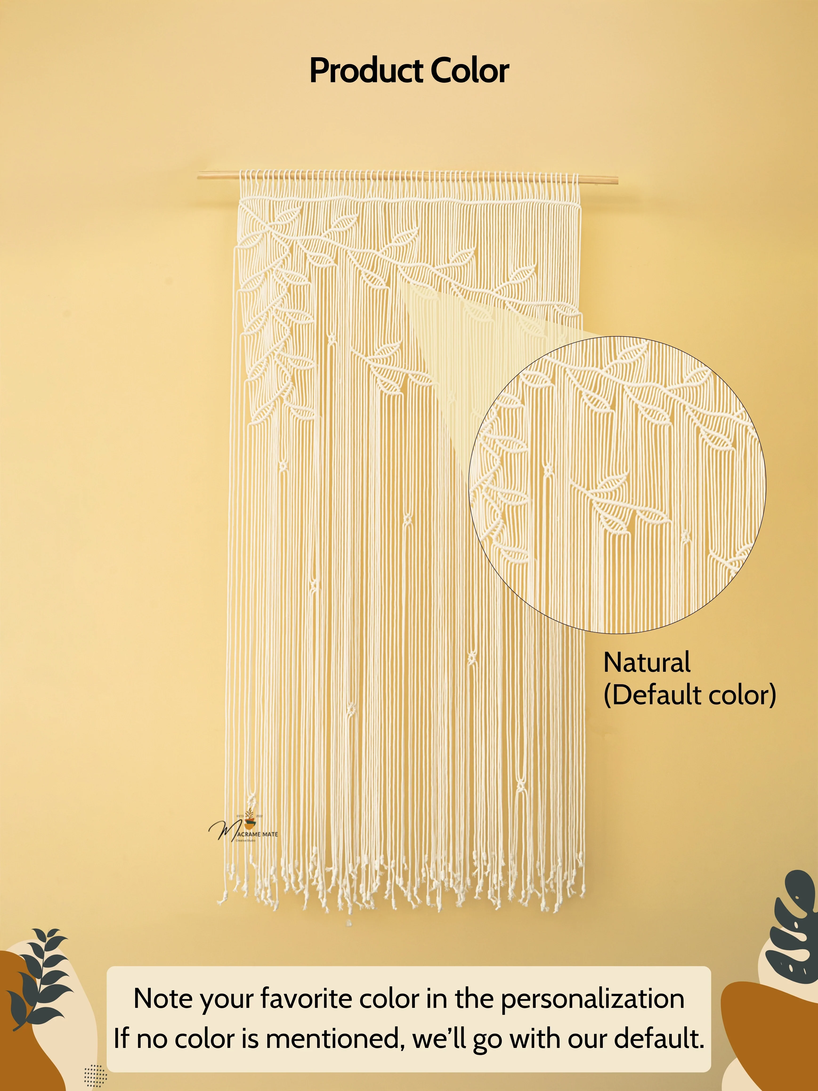Celeste Natural Macrame Leaf Door Curtain - Image 3
