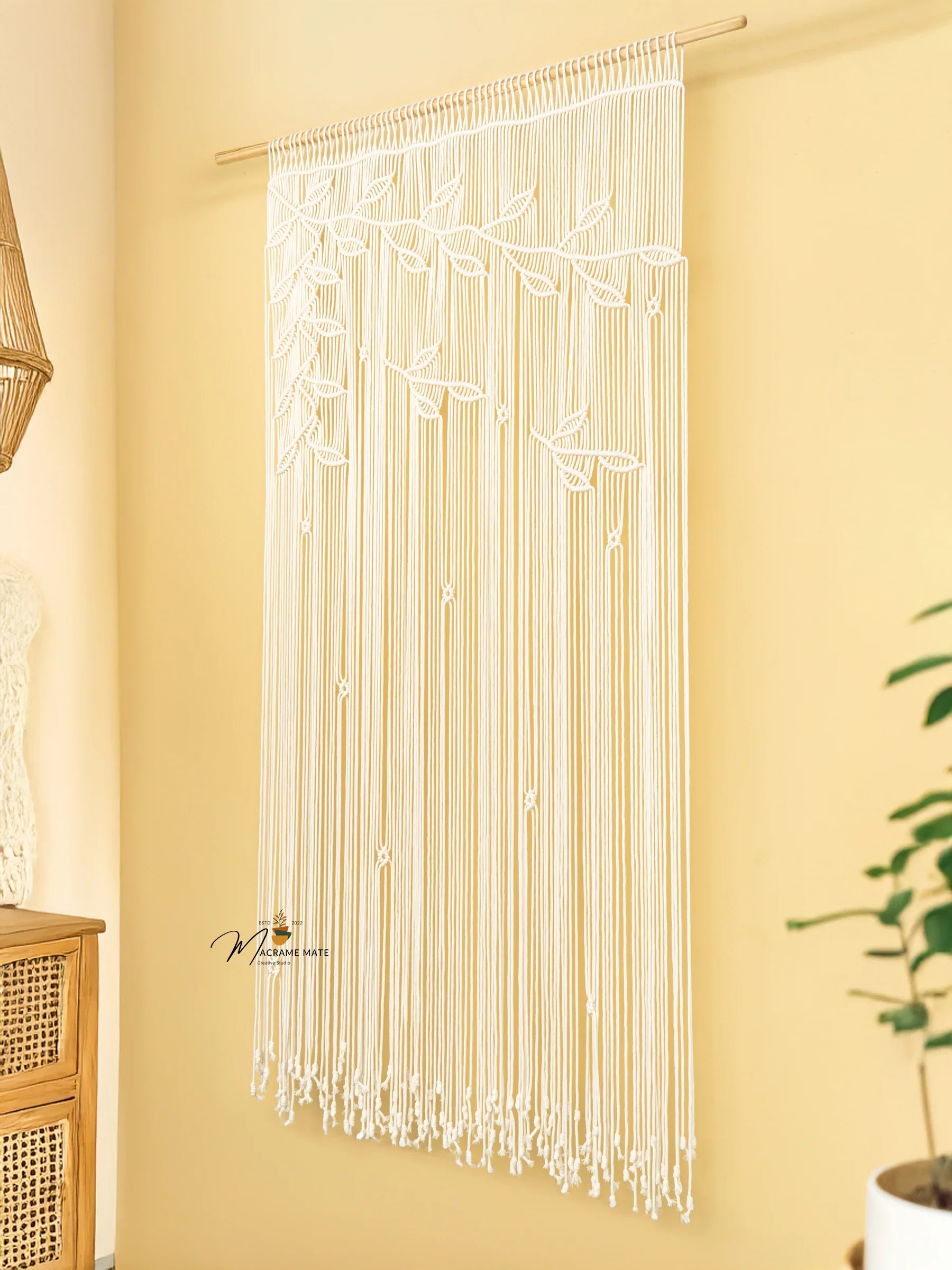 Celeste Natural Macrame Leaf Door Curtain - Image 5