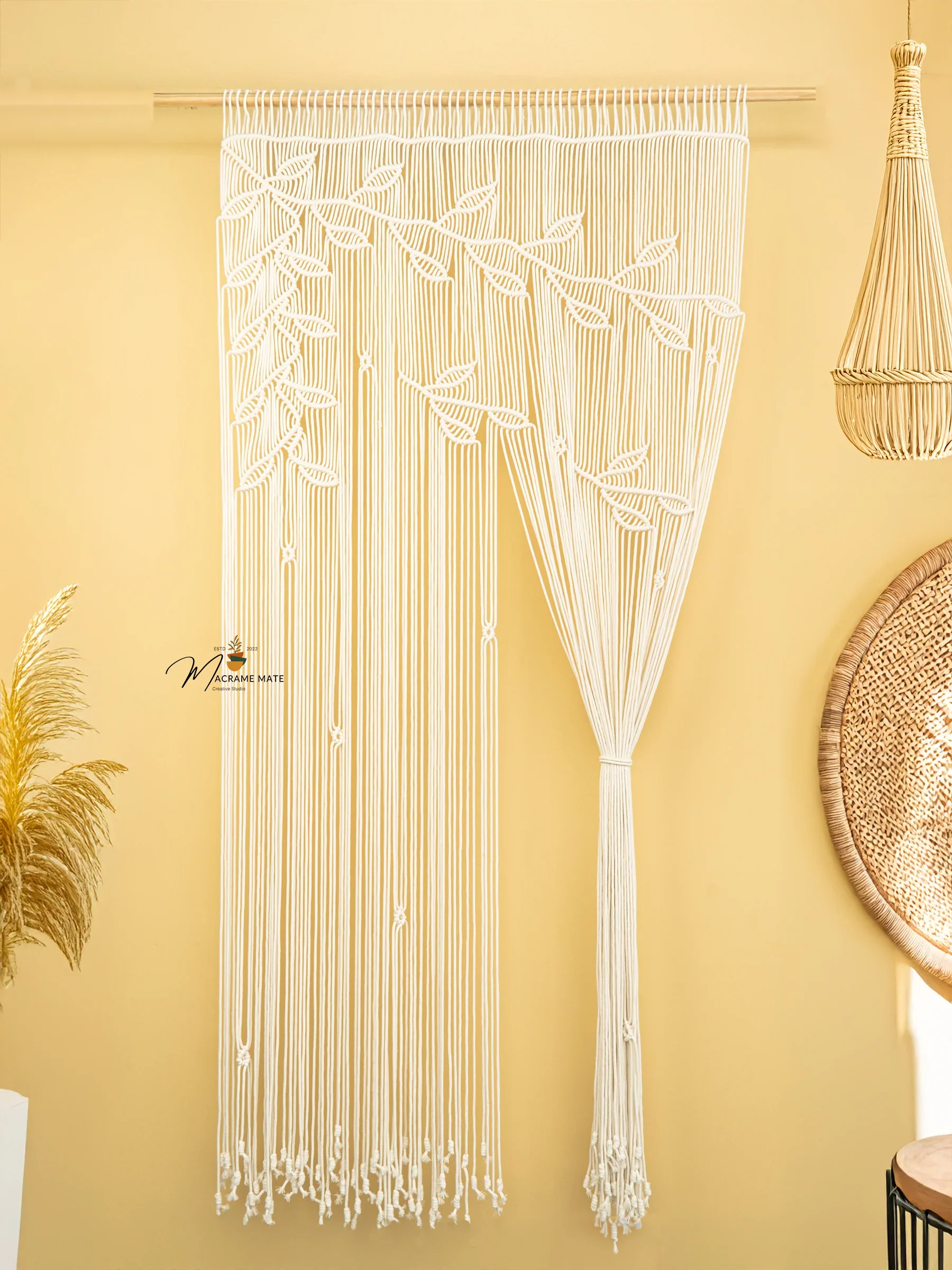 Celeste Natural Macrame Leaf Door Curtain - Image 6