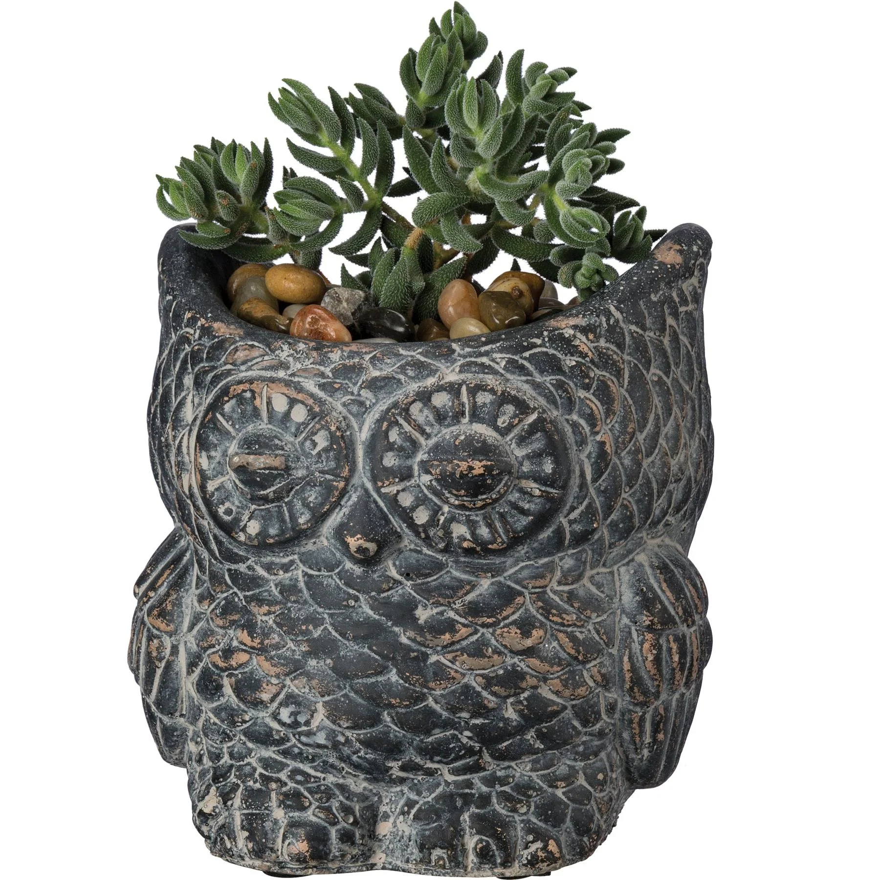 Cement Owl Planter in Dark Gray | Succulents Greenery Plant Pot | Decorative Indoor Outdoor Garden Décor - Image 3