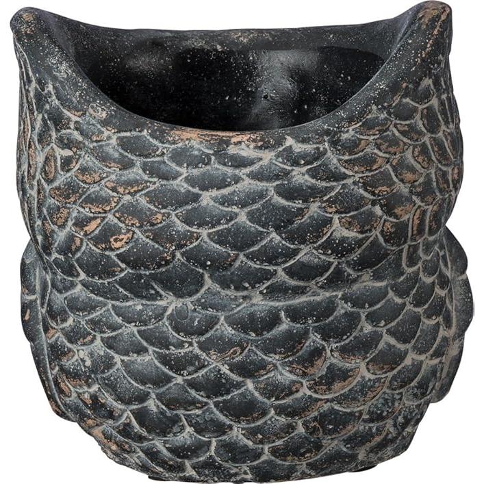 Cement Owl Planter in Dark Gray | Succulents Greenery Plant Pot | Decorative Indoor Outdoor Garden Décor - Image 4