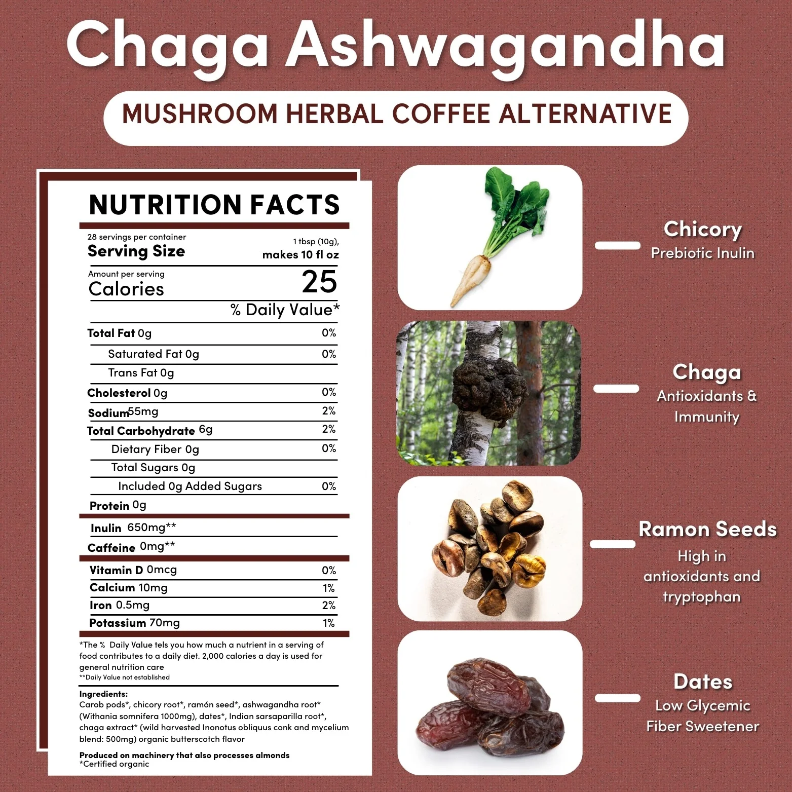 Chaga Ashwagandha Butterscotch Cream Mushroom Herbal Coffee - Image 6