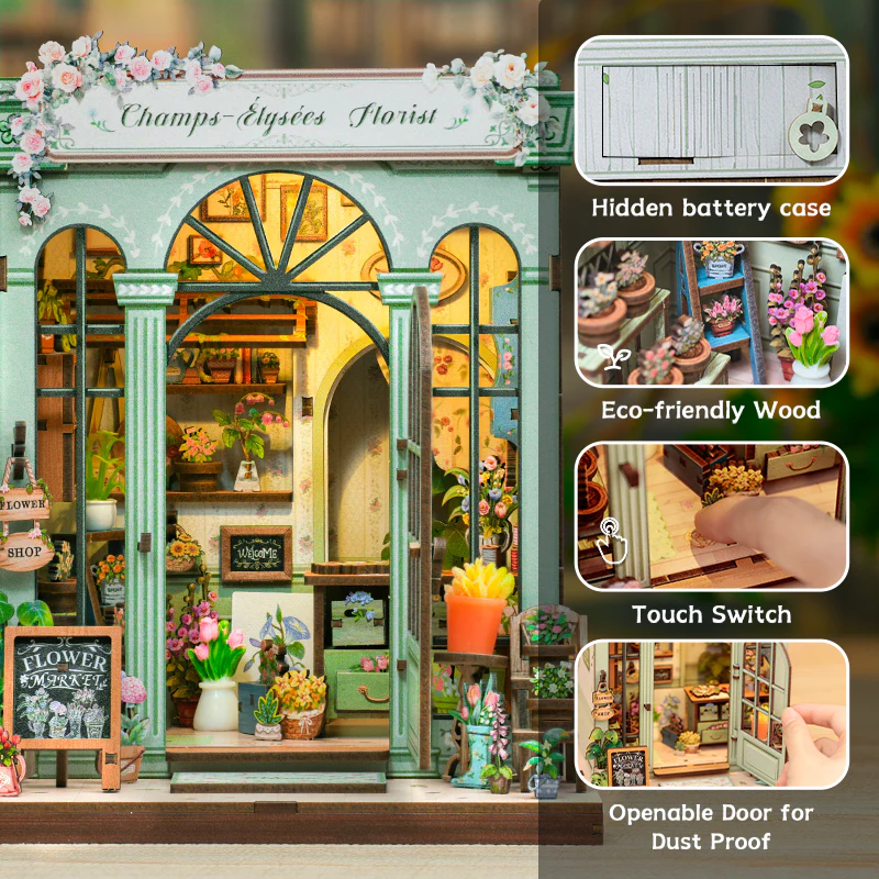 Champs-Elysees Street Shop Dollhouse Kit - Miniature Wizardi Roombox Kit with LED Light F07M51-86-CWGC201 - Image 3