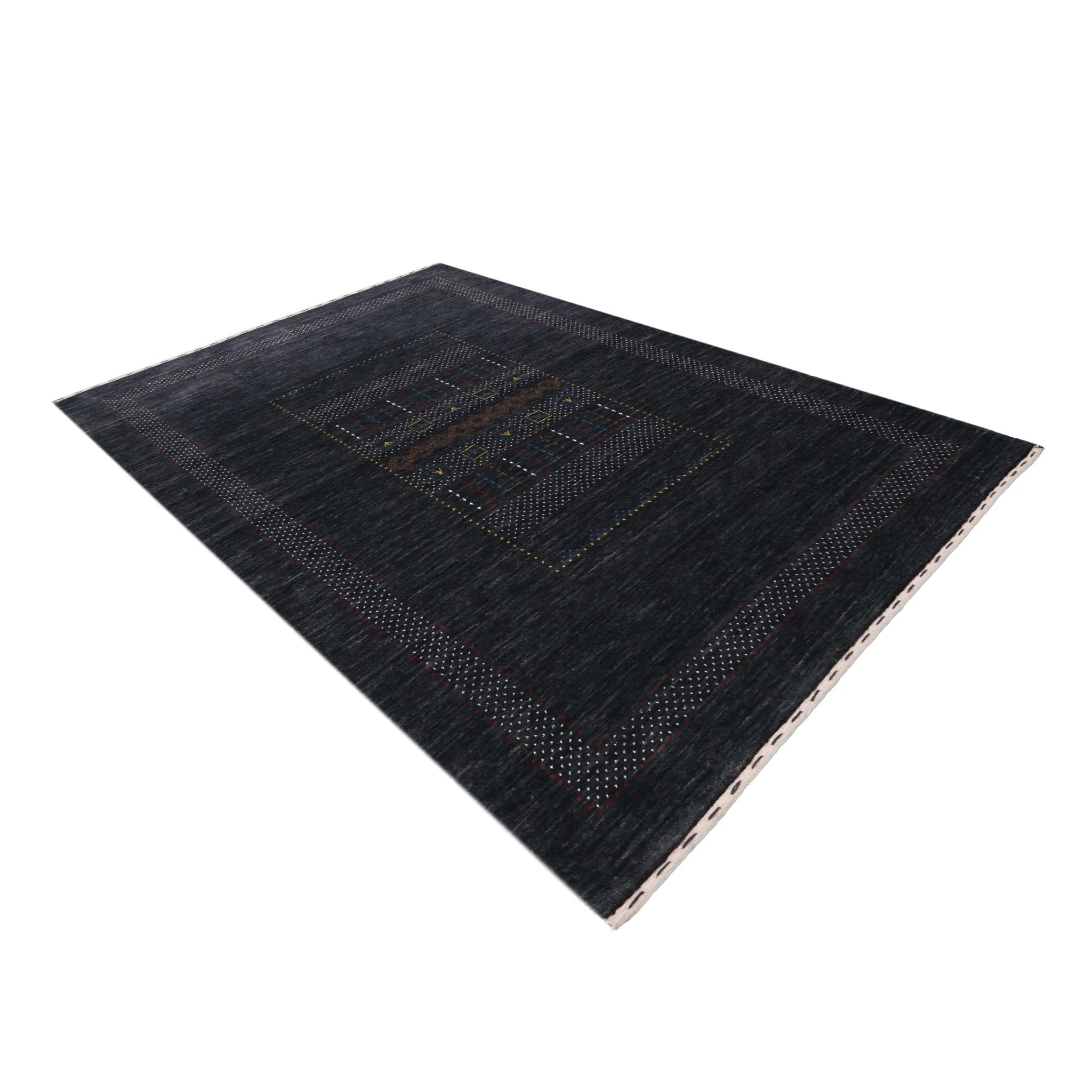 Charcoal Center Pattern Hand Loomed Wool Area Rug - Image 13