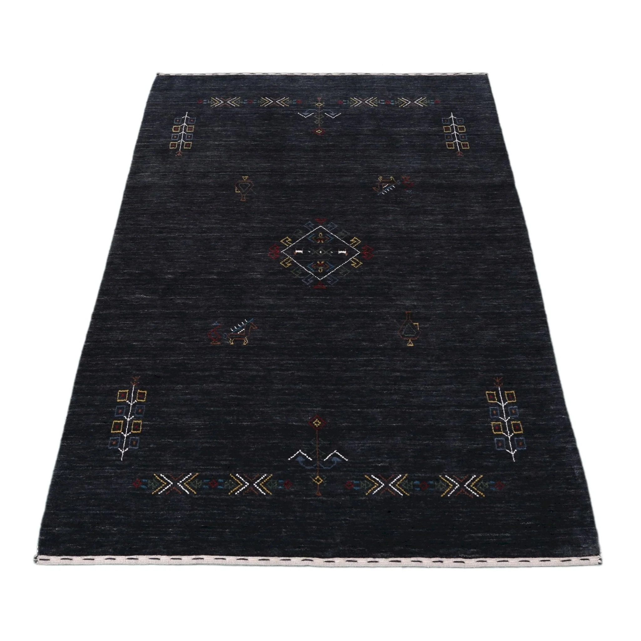 Charcoal Tribal Center Medallion Hand Loomed Wool Area Rug - Image 11